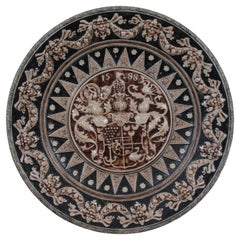 Vintage German Westerwald Salt Glaze Stoneware Heraldic Coat of Arms Plate 1588 15"