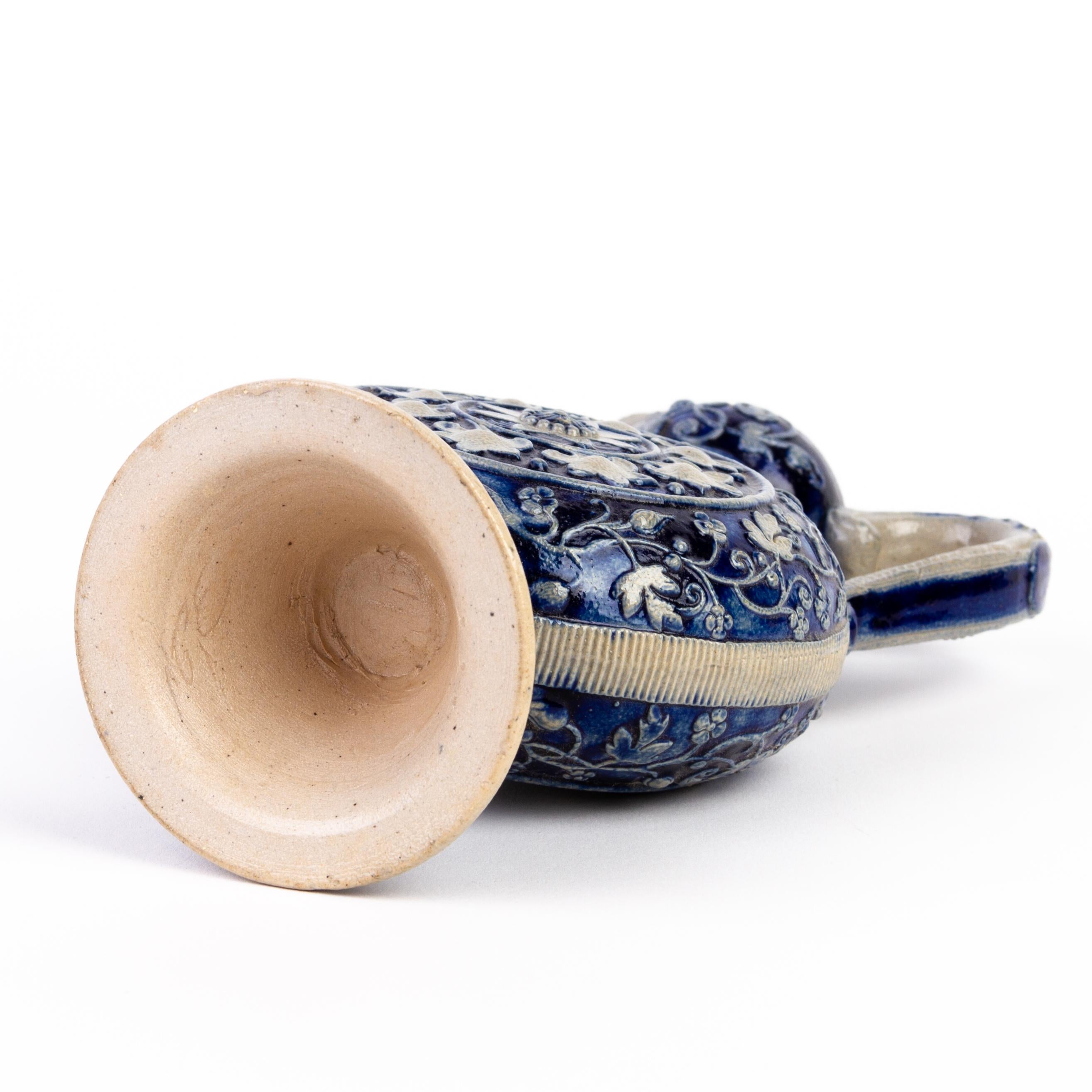 Ceramic German Westerwald Salt Glazed Pottery Ewer Jug 19th C For Sale