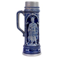 Poterie émaillée au sel de Westerwald allemande Tankard à bière Stein