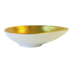 German White and Gold Porcelain Jewelry Dish