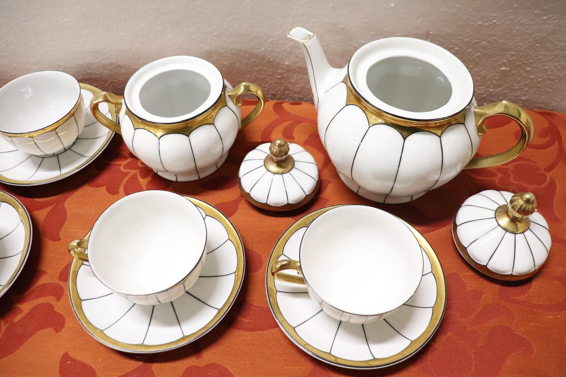 white and gold tea set