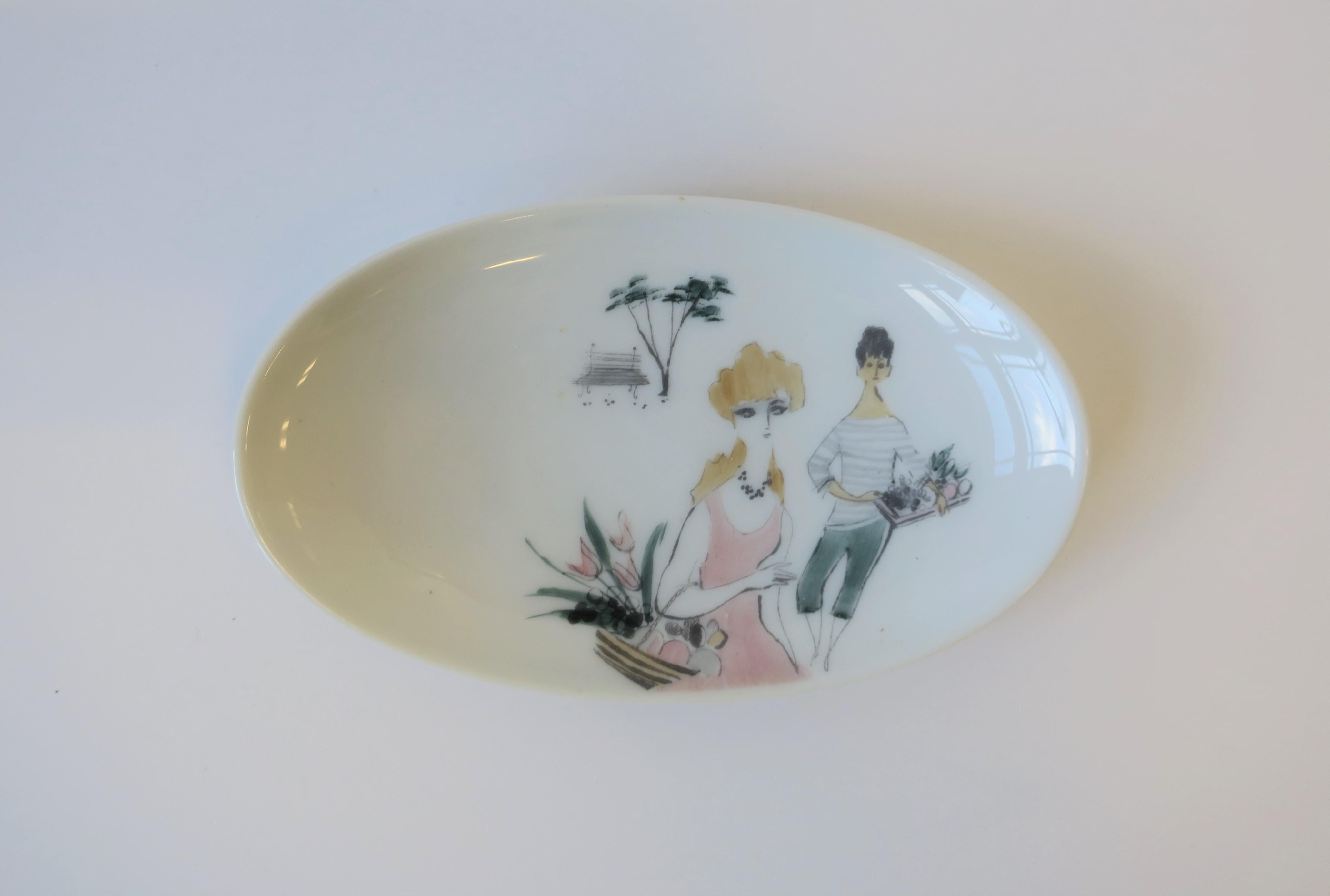 German Female Figures White Porcelain Jewelry Dish by Rosenthal, 20th Century For Sale