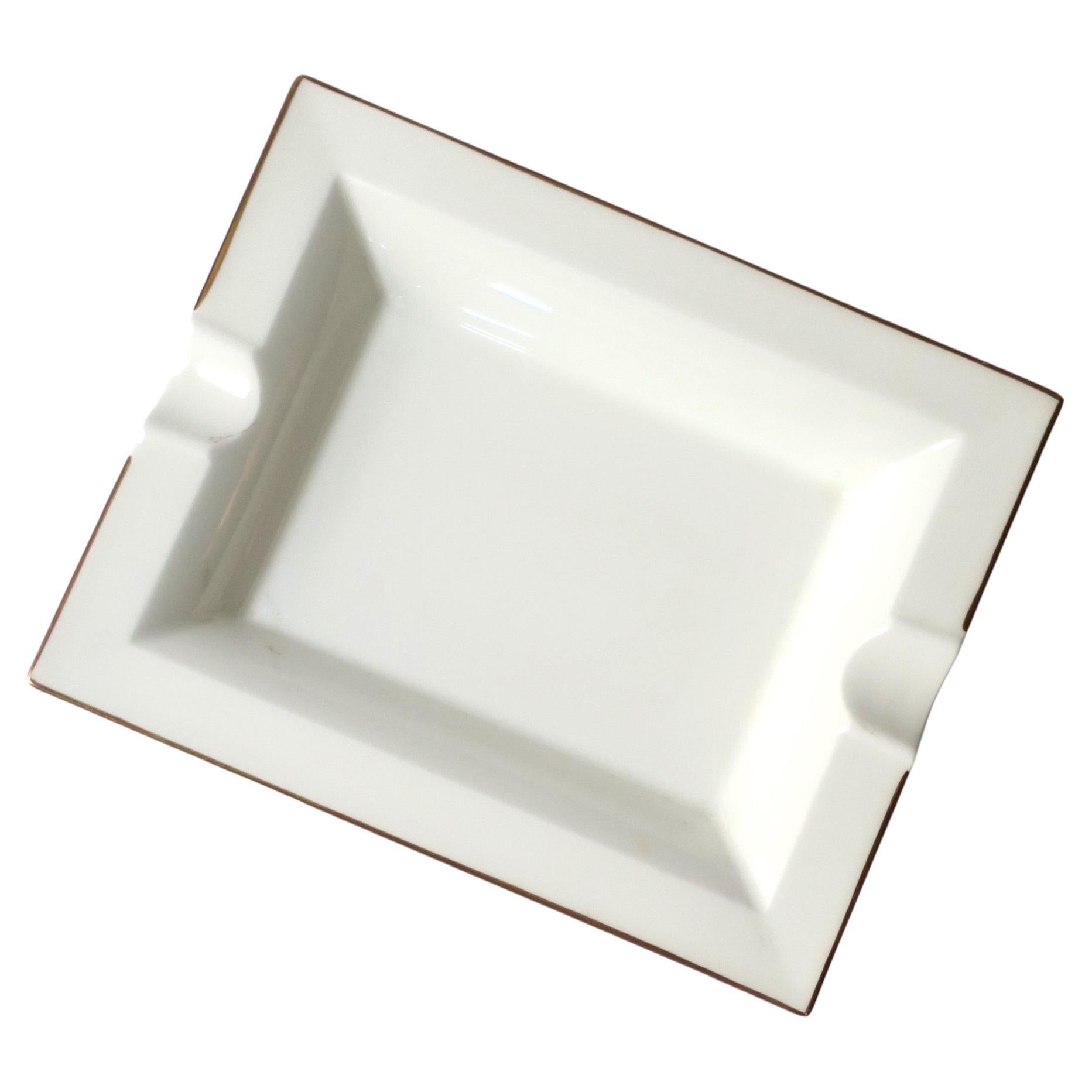 Porcelain Jewelry Tray Catchall Vide-Poche or Cigar Ashtray German White & Gold  For Sale