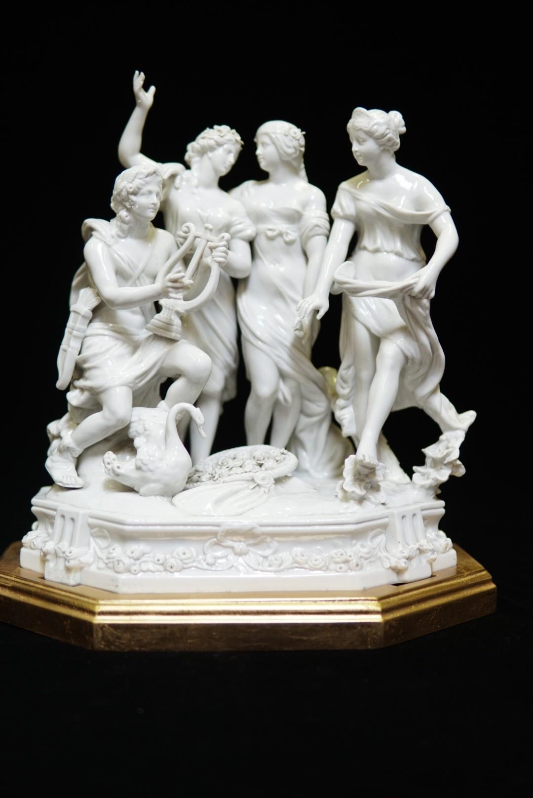 Neoclassical German White Porcelain Figure Group Centerpiece