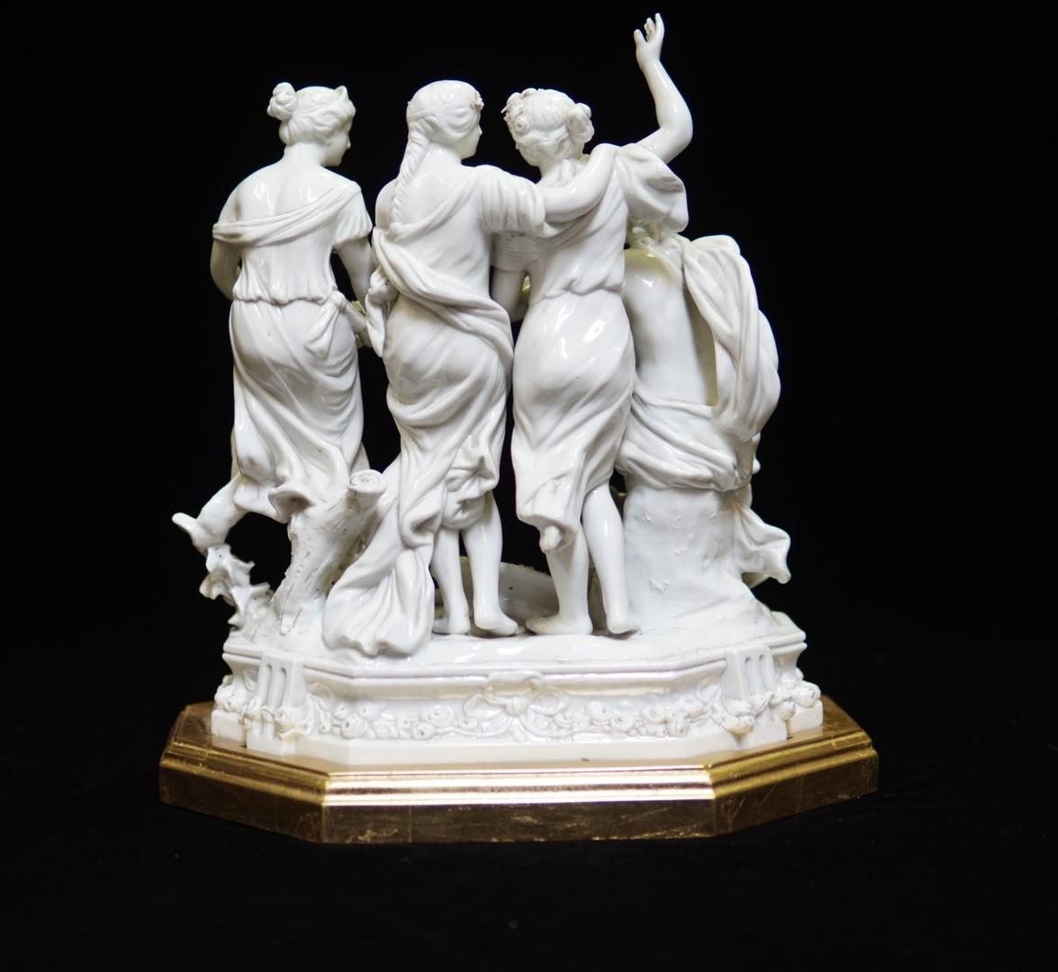 Hand-Carved German White Porcelain Figure Group Centerpiece