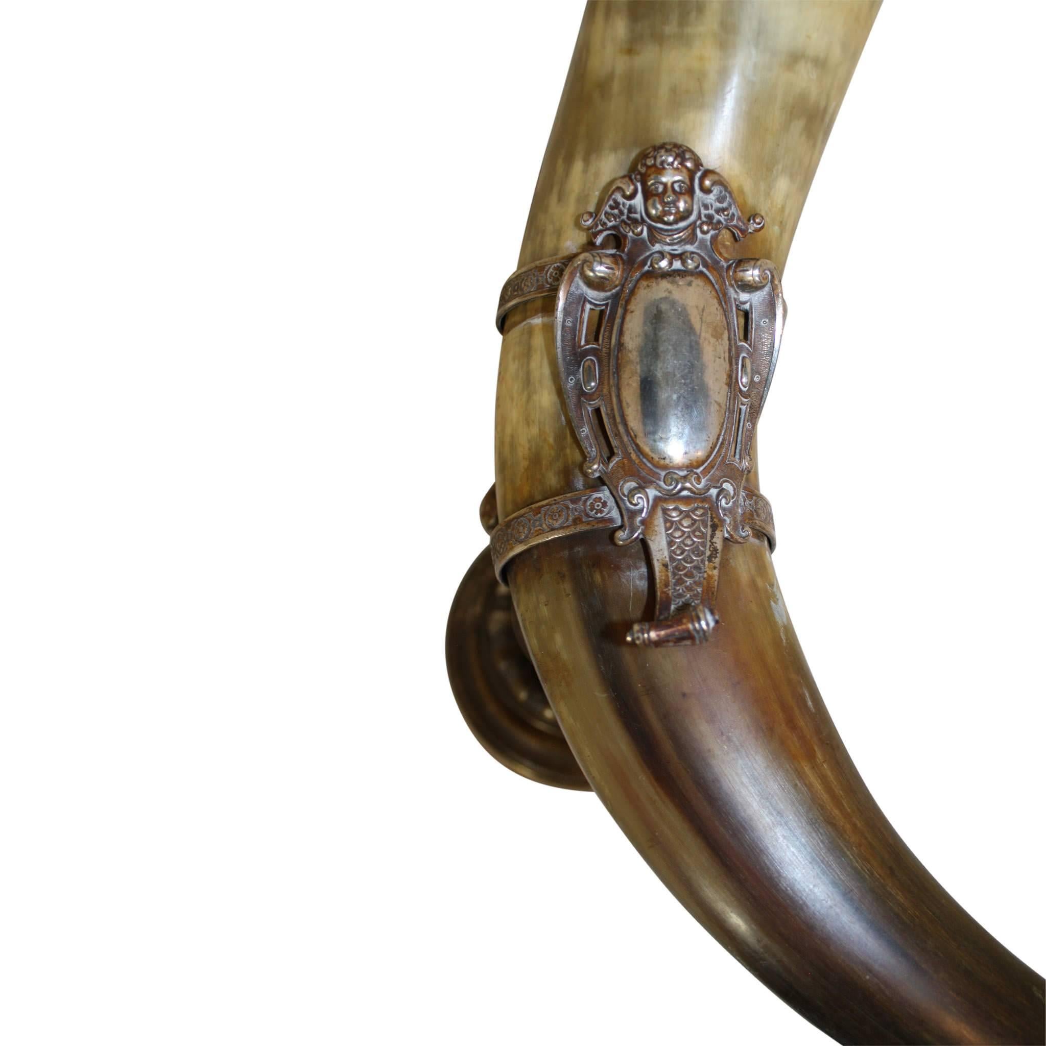 German WMF Silver Hunt Drinking Horn with Lid, circa 1880 In Good Condition In Evergreen, CO