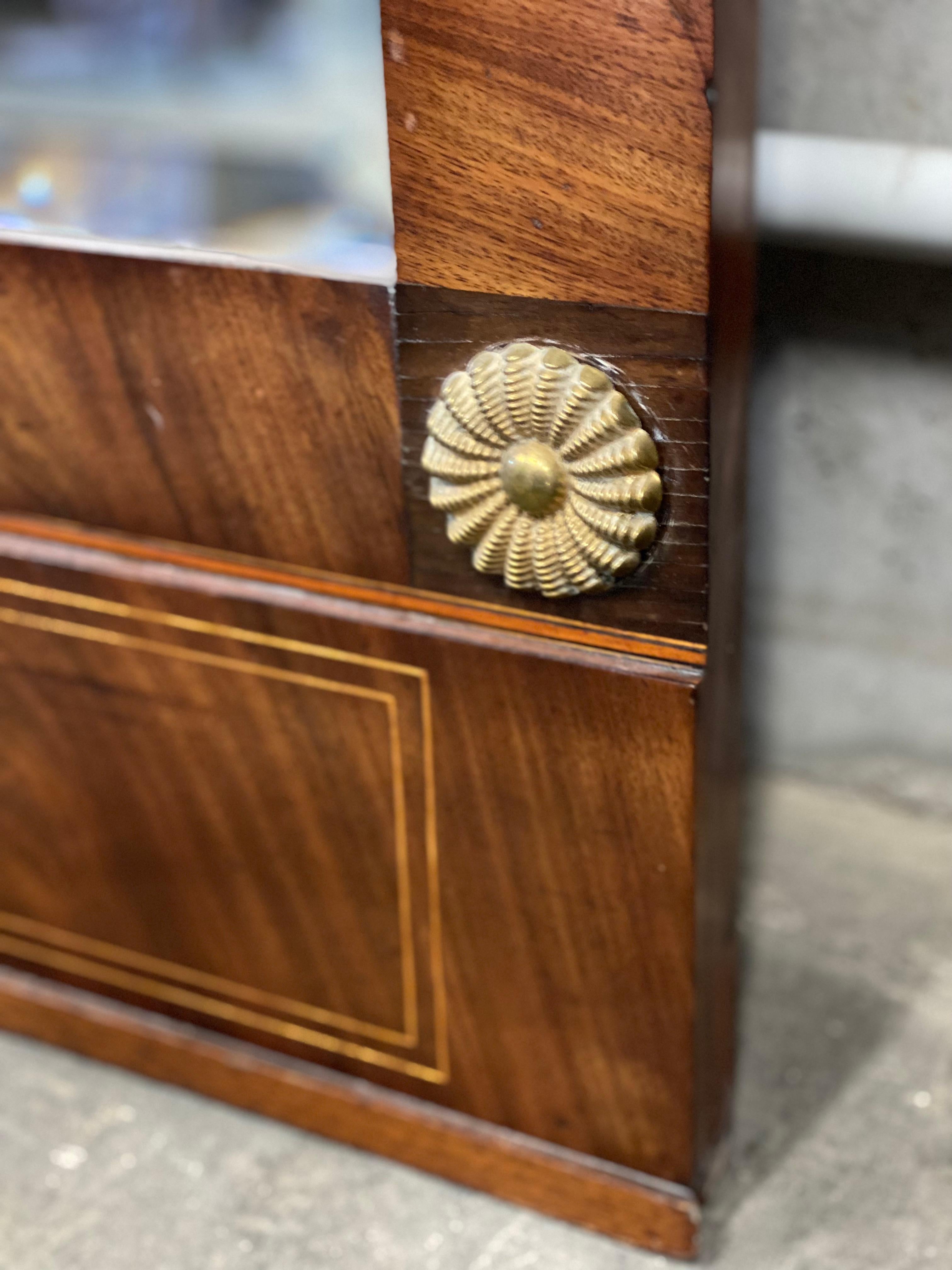 Miroir Biedermeier/Empire Trumeau en bois avec appliques en laiton en vente 3