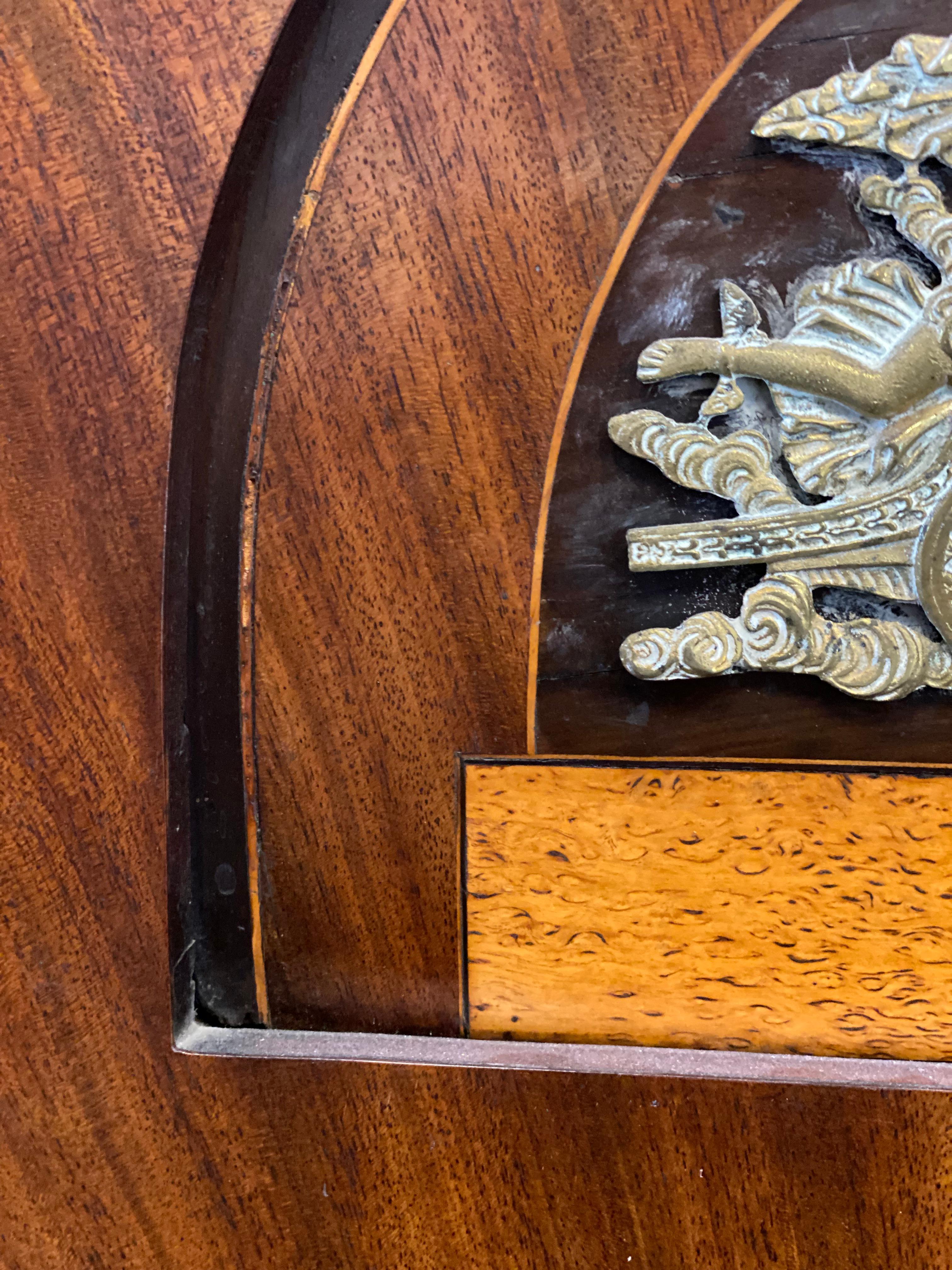 German Wooden Biedermeier/ Empire Trumeau Mirror with Brass a Appliques For Sale 8