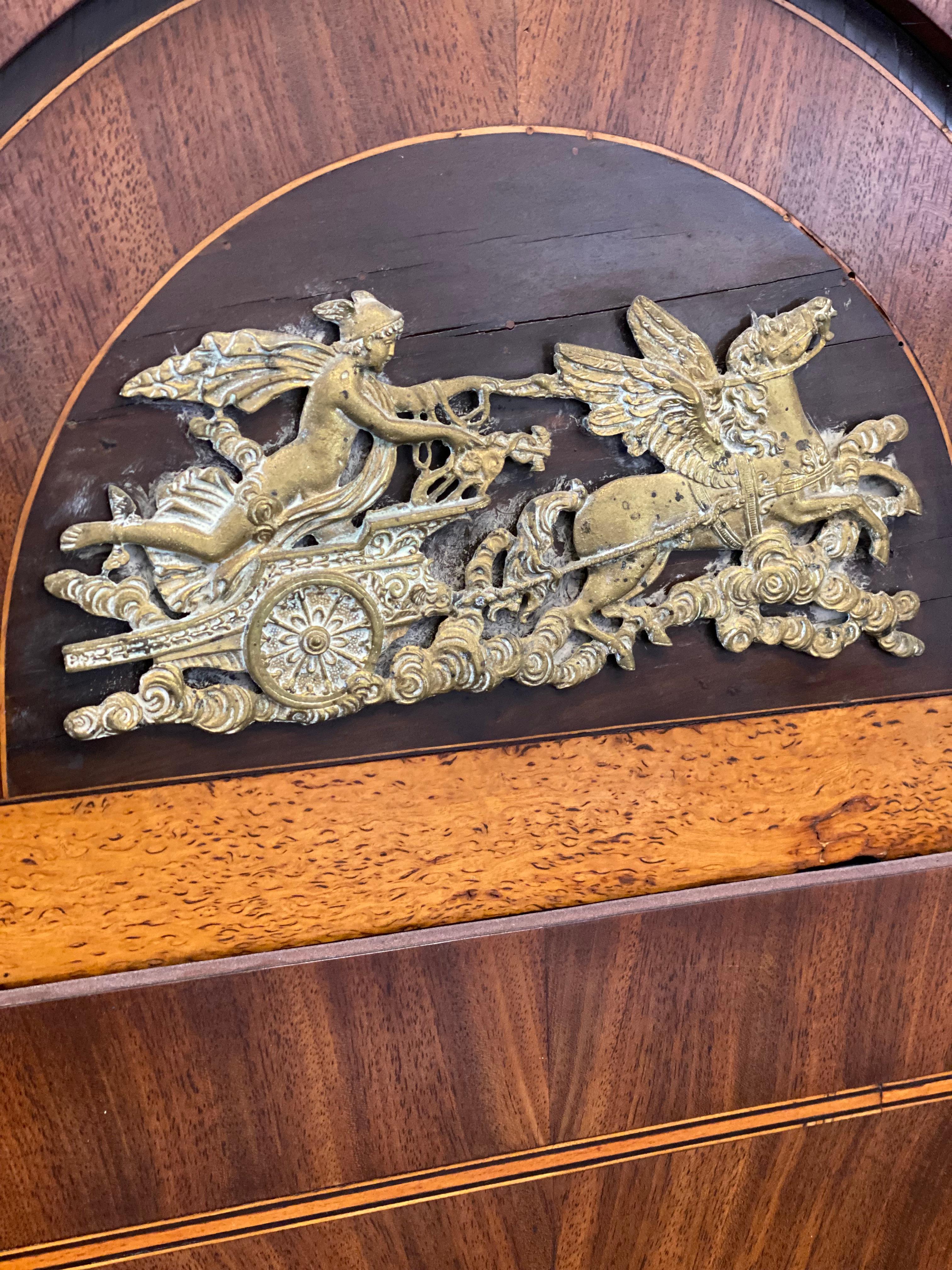 German Wooden Biedermeier/ Empire Trumeau Mirror with Brass a Appliques For Sale 1