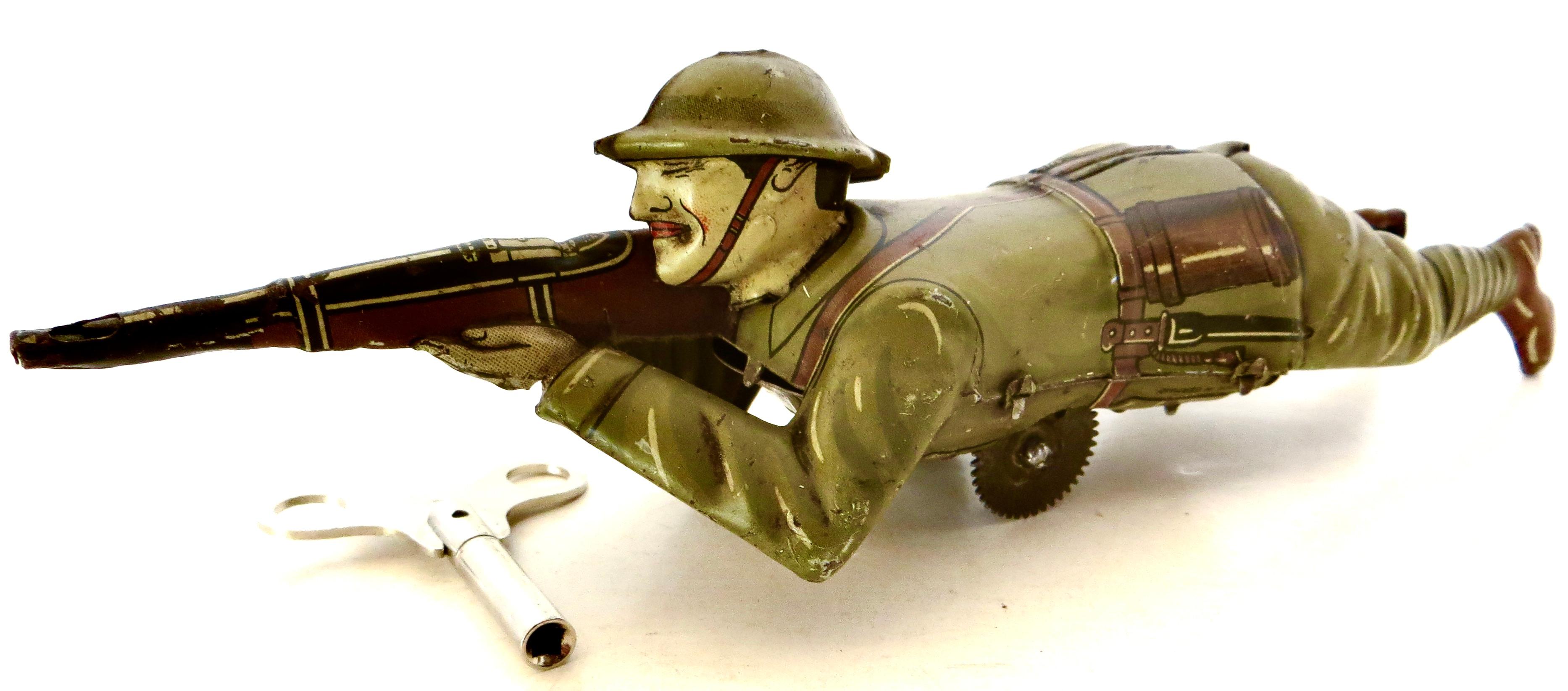 Deutscher Weltkrieg Scharfschütze Soldat Windup Tin Toy. Deutscher, um 1920 3