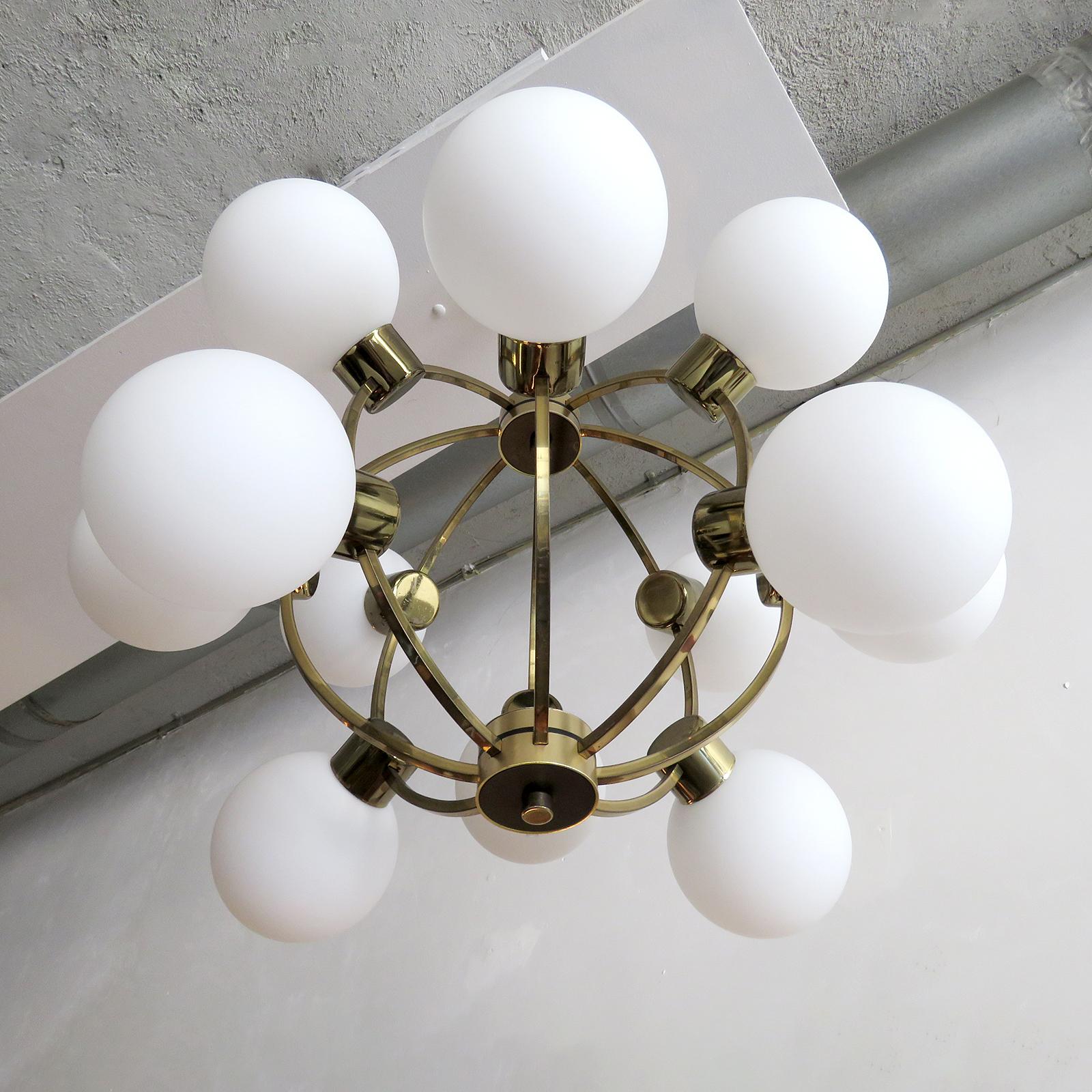 Plated German XL-Atomic Chandelier, 1970 For Sale