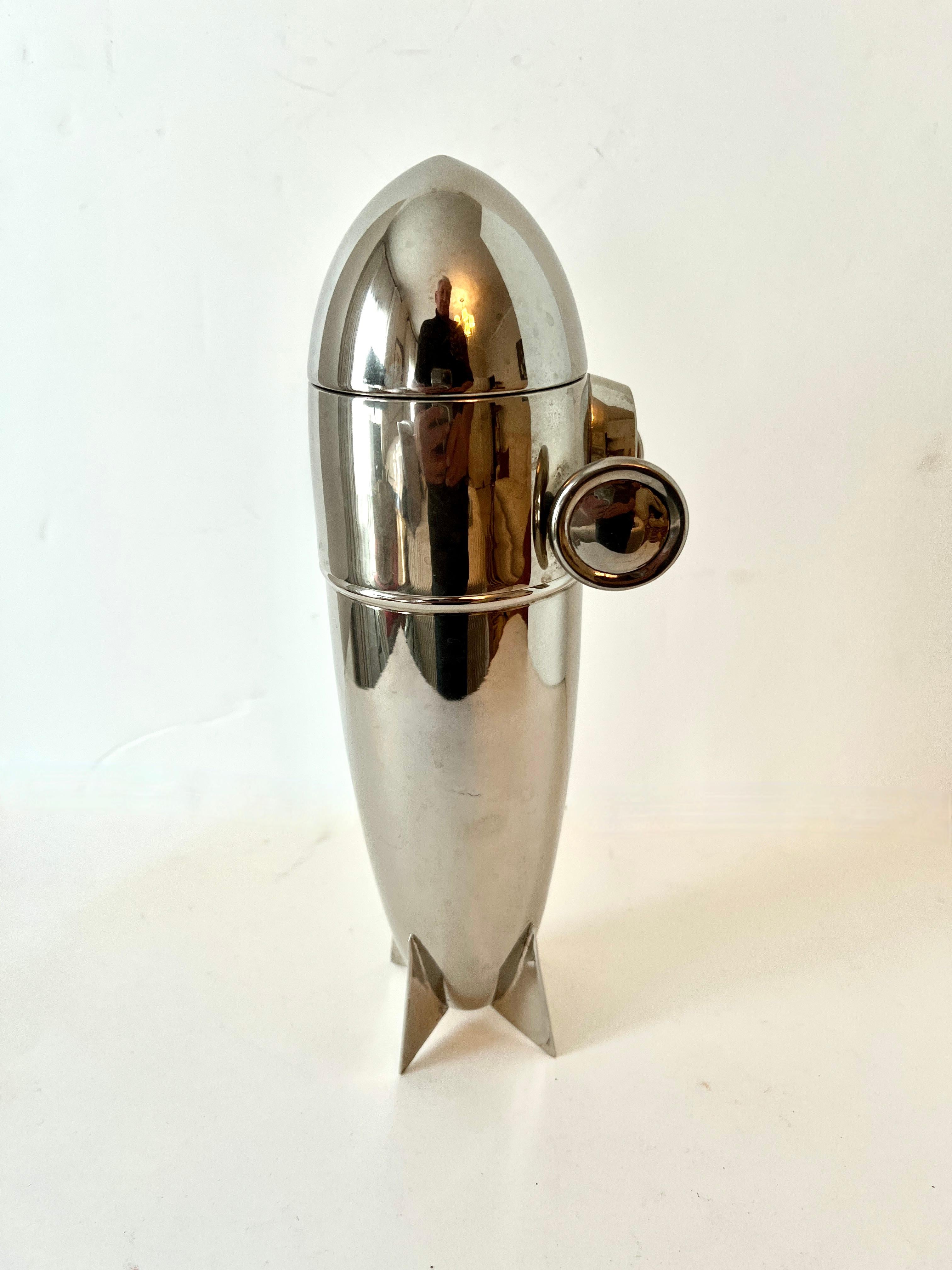 Patinated German Zeppelin Cocktail Shaker Circa 1930 Art Deco For Sale