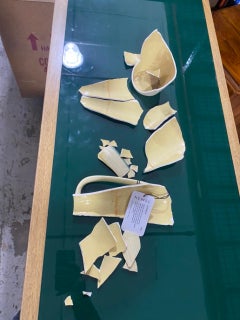 GermanGreen & Brown Abstract Line Patterned Beige Glazed Ceramic Handled Pitcher