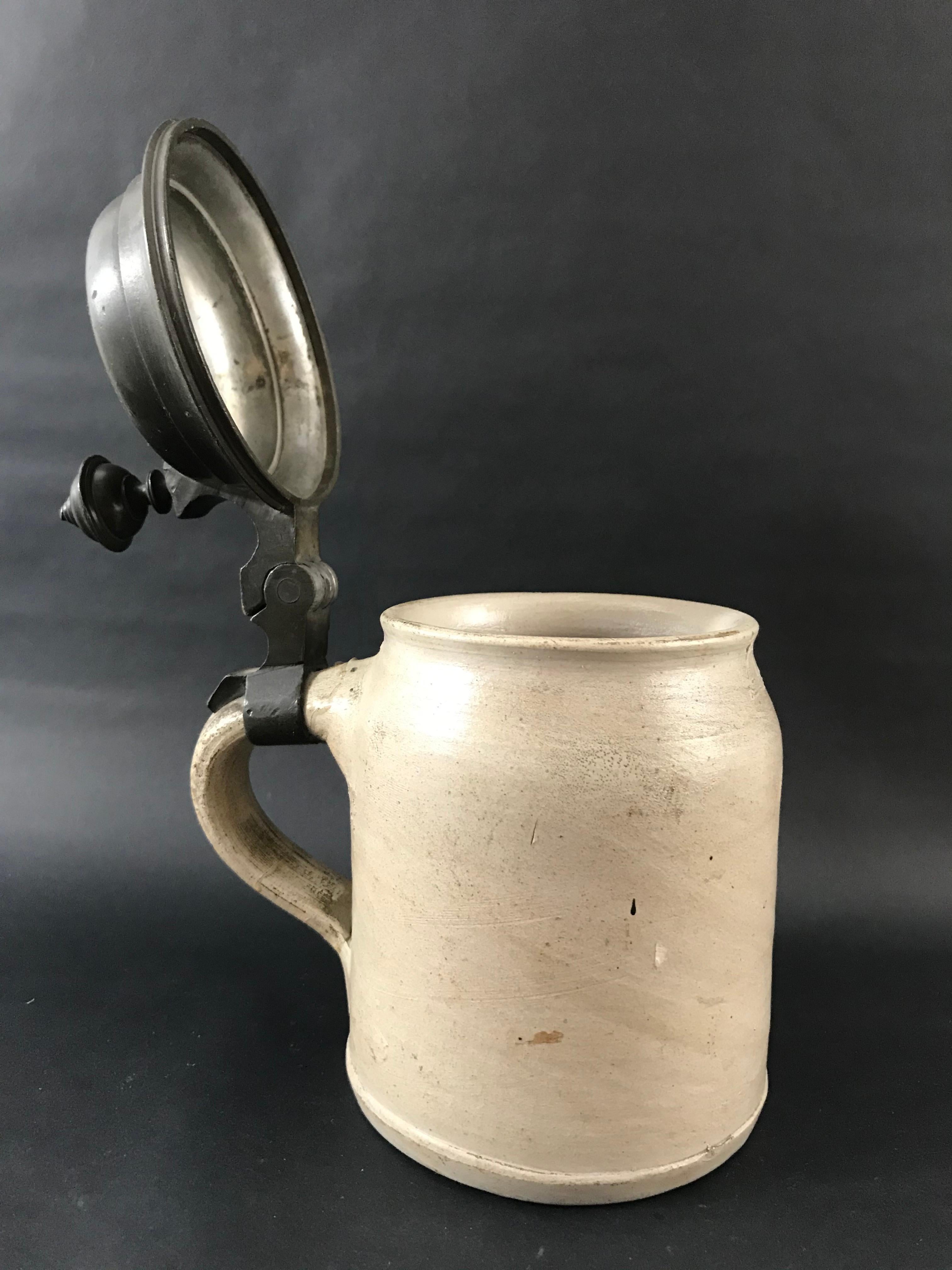 Germanic Pewter Covered Beer Mug - 19th Century - Germany For Sale 5