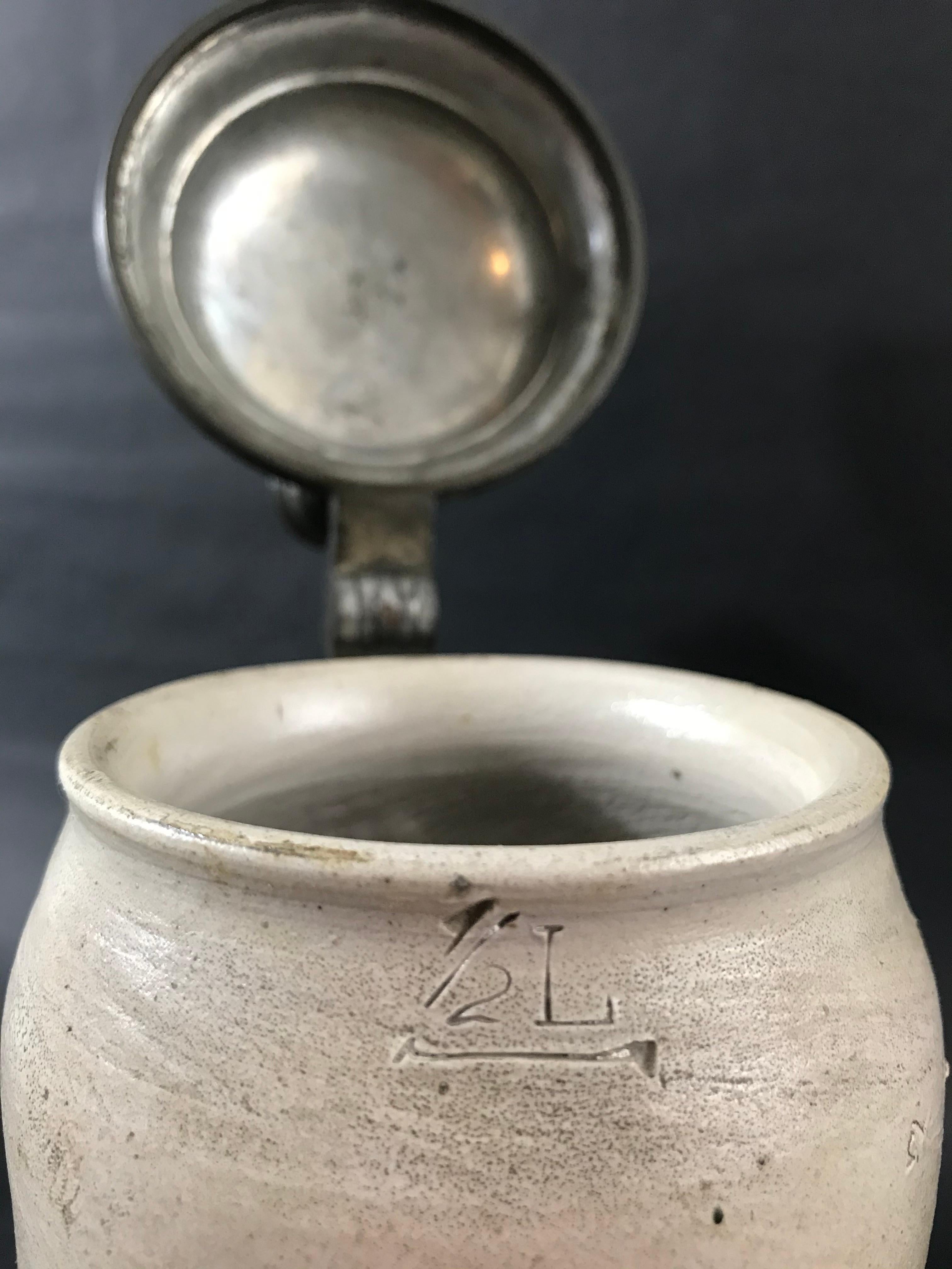 Germanic Pewter Covered Beer Mug - 19th Century - Germany For Sale 8