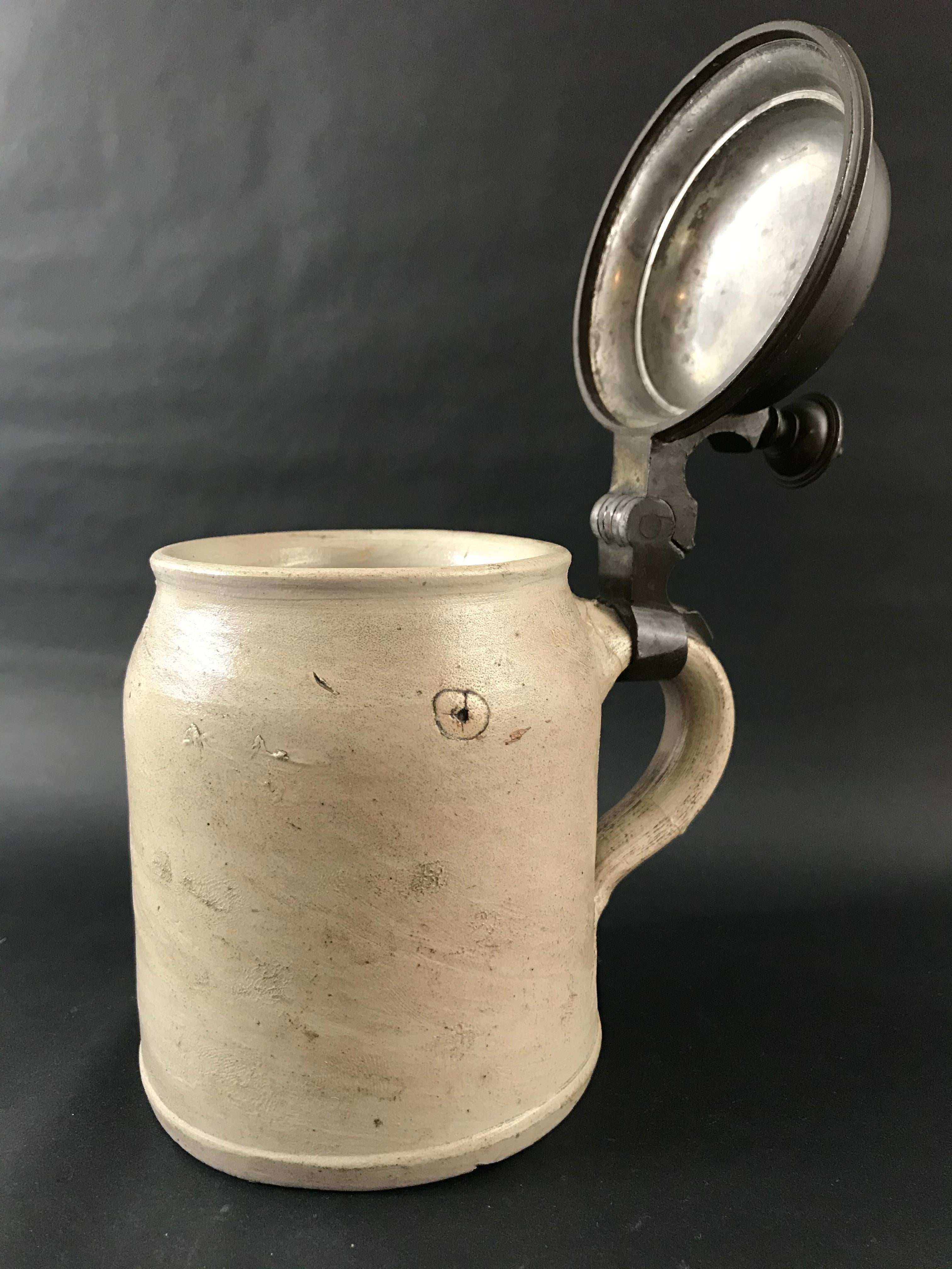 Germanic Pewter Covered Beer Mug - 19th Century - Germany For Sale 9