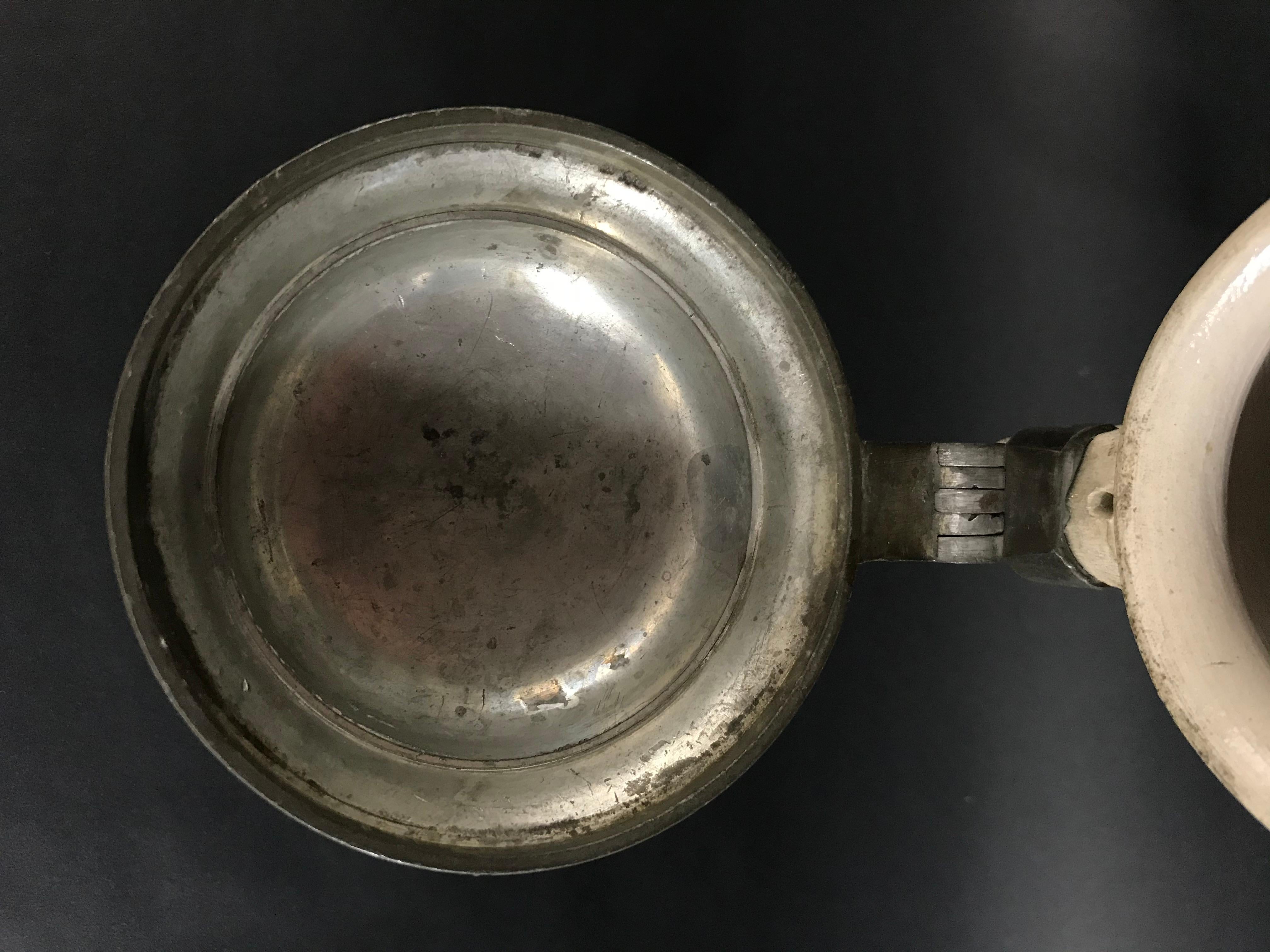 Germanic Pewter Covered Beer Mug - 19th Century - Germany 14