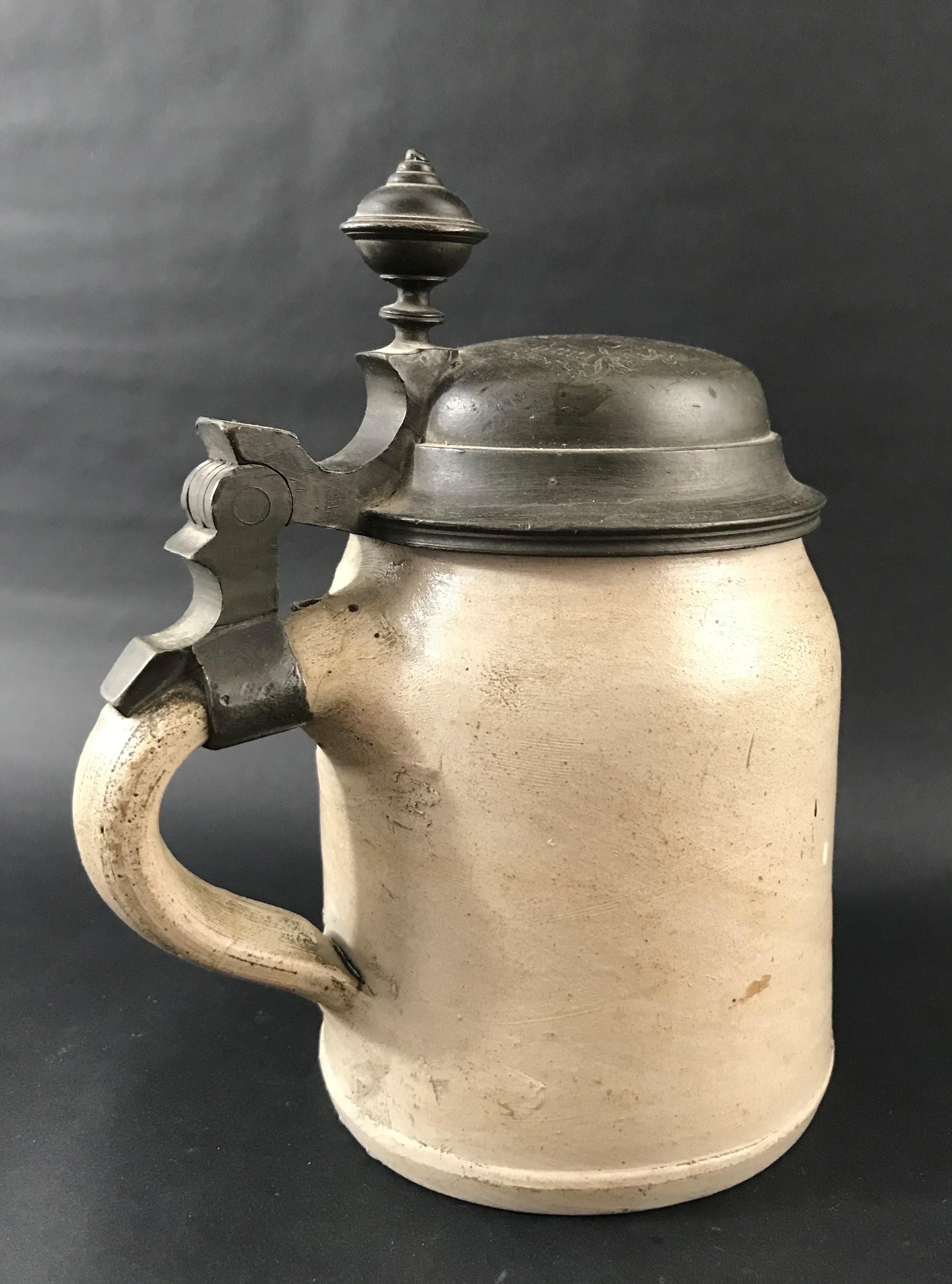 Germanic Pewter Covered Beer Mug - 19th Century - Germany For Sale 15