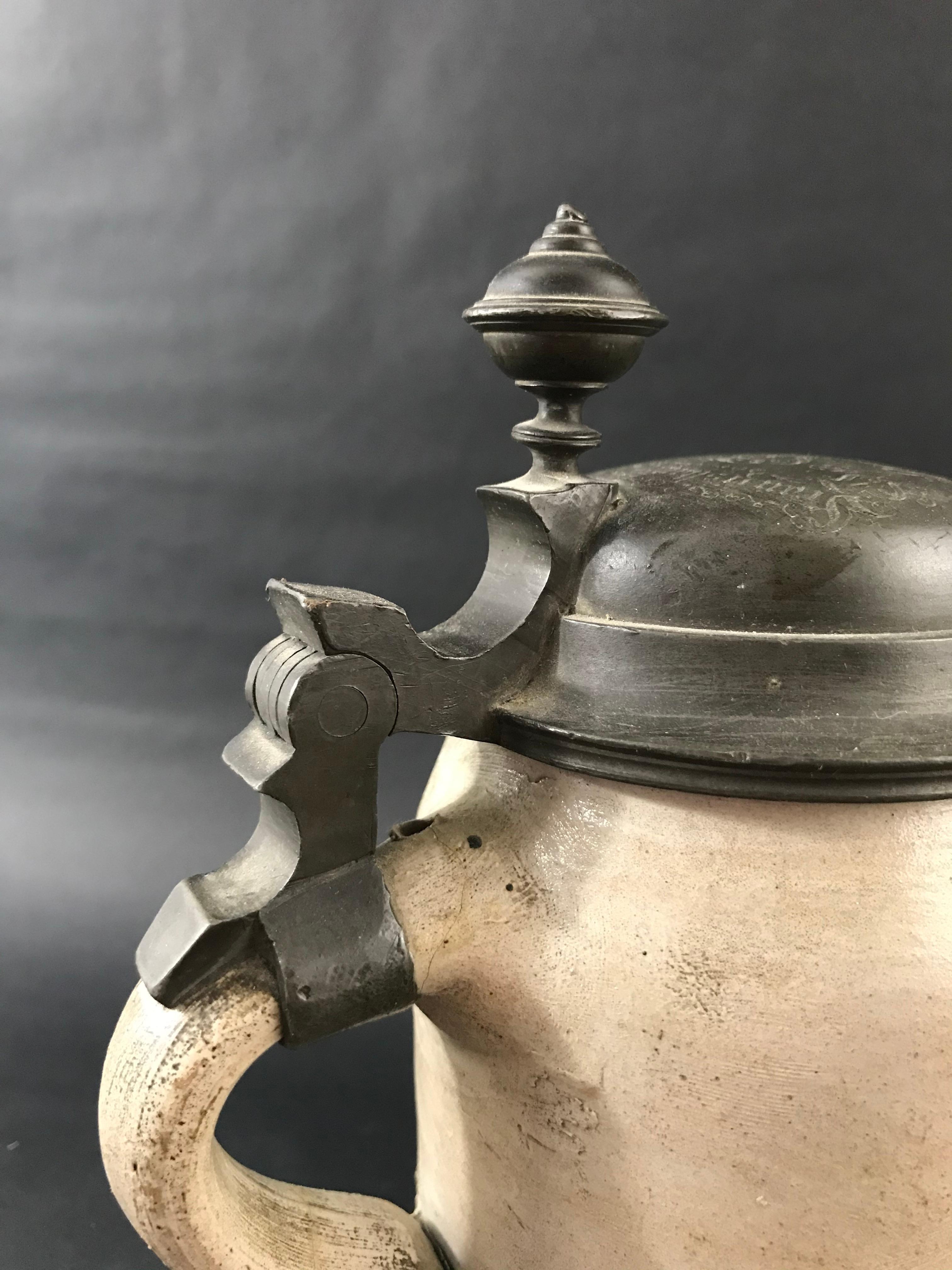 Germanic Pewter Covered Beer Mug - 19th Century - Germany 4