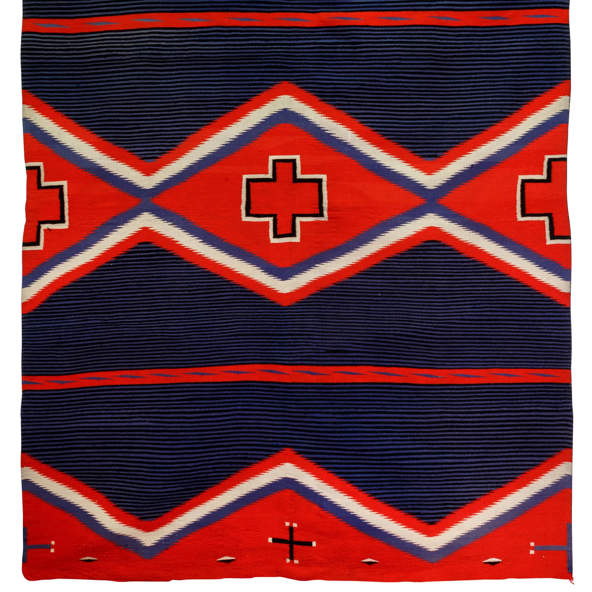 Germantown Moki blanket with spider woman crosses. Exceptional collector piece. 5'1