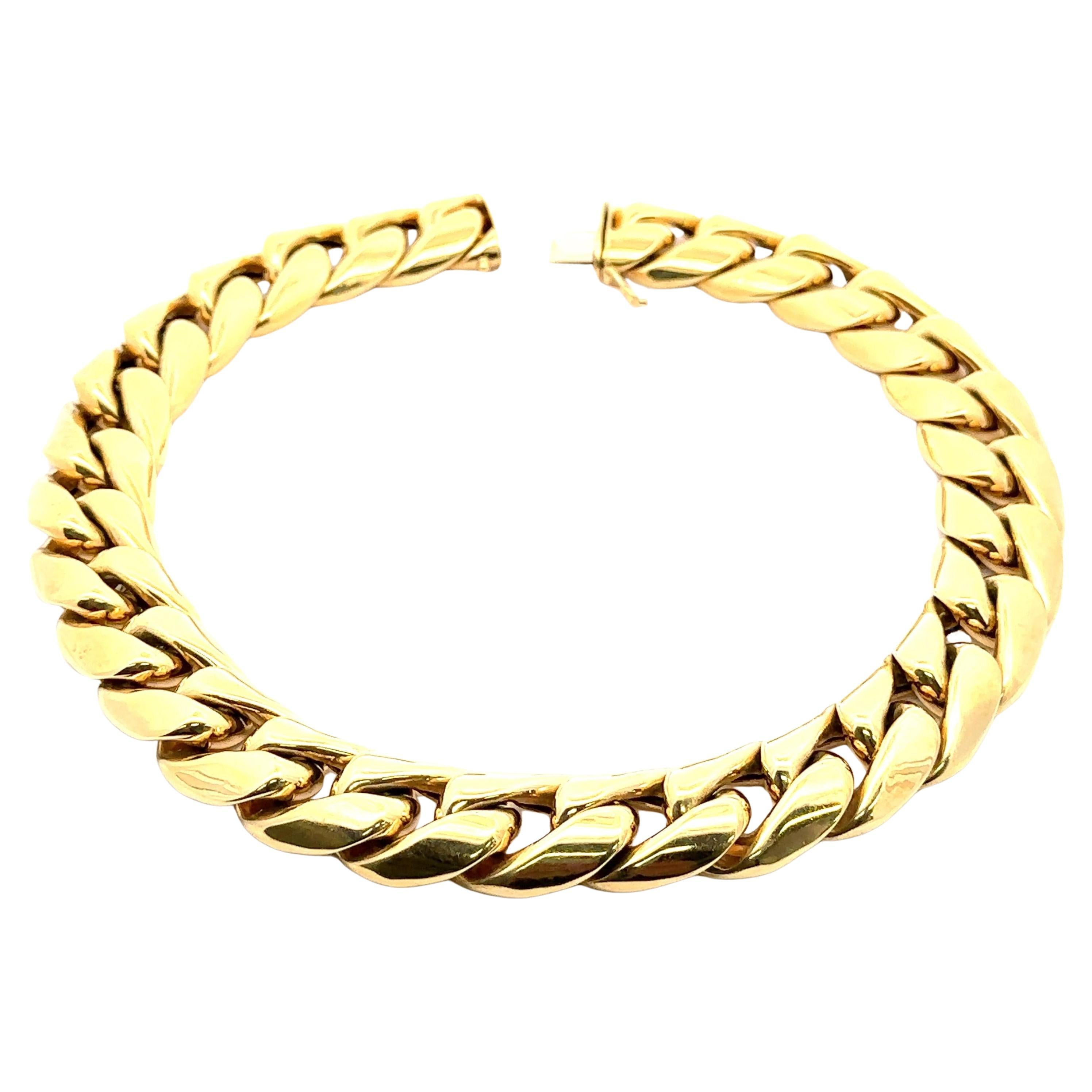 Collana in oro giallo tedesco 18k da 17" e 18,3 mm di larghezza con catena a maglie larghe e gonfie