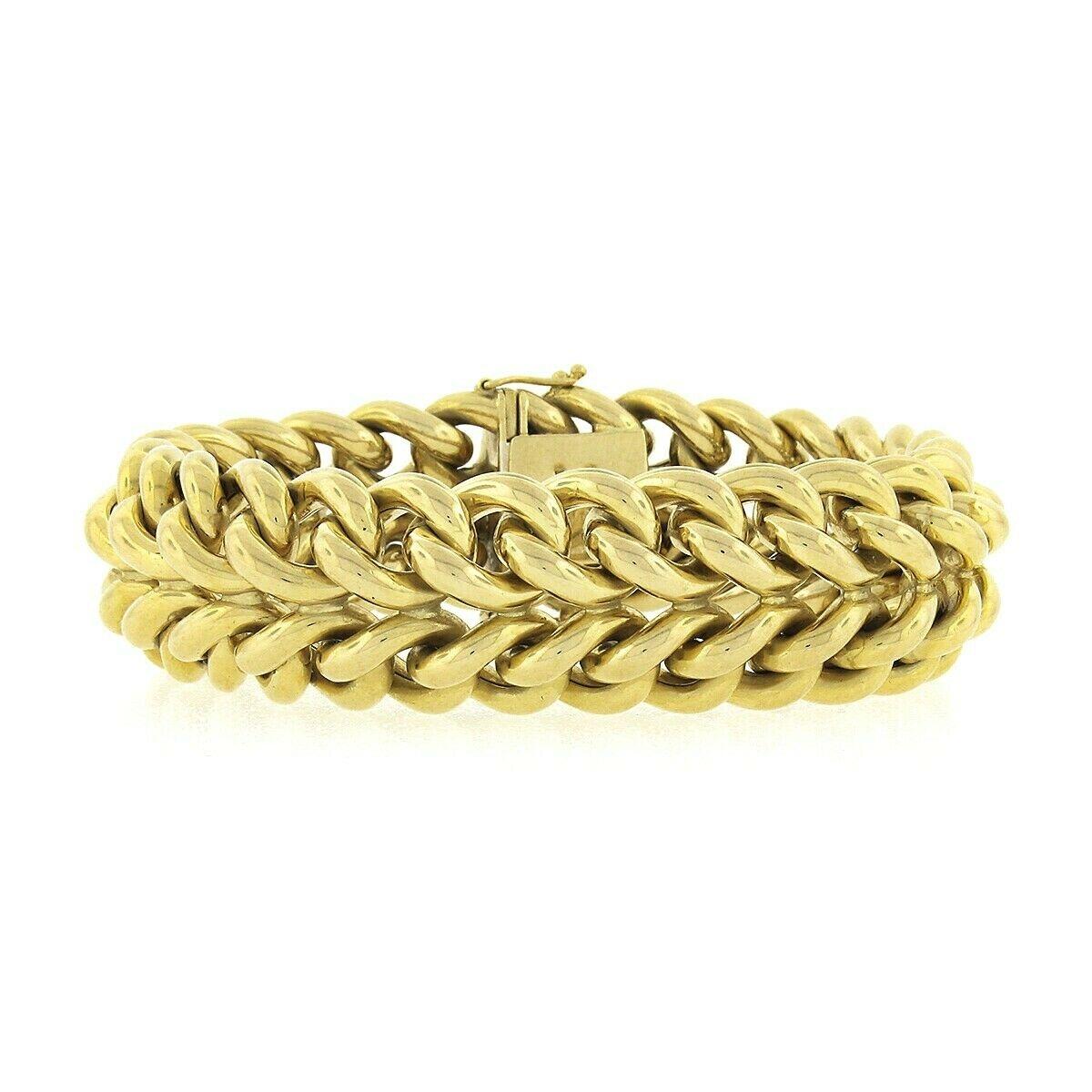 Germany 18k Yellow Gold Heavy Double Row Wide Curb Link Bracelet & Necklace Set 4