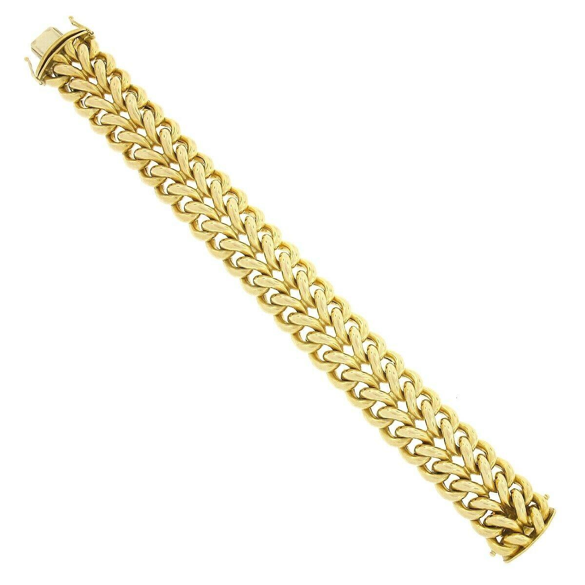 Germany 18k Yellow Gold Heavy Double Row Wide Curb Link Bracelet & Necklace Set In Good Condition In Montclair, NJ