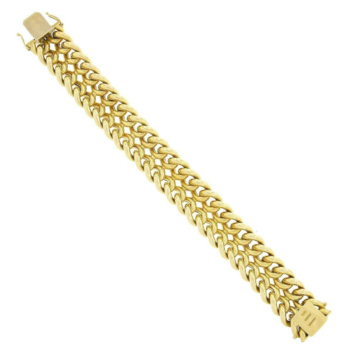 Women's Germany 18k Yellow Gold Heavy Double Row Wide Curb Link Bracelet & Necklace Set