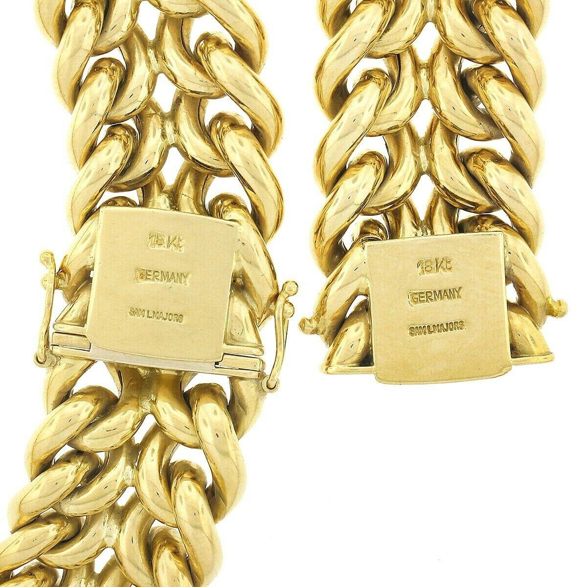 Germany 18k Yellow Gold Heavy Double Row Wide Curb Link Bracelet & Necklace Set 1