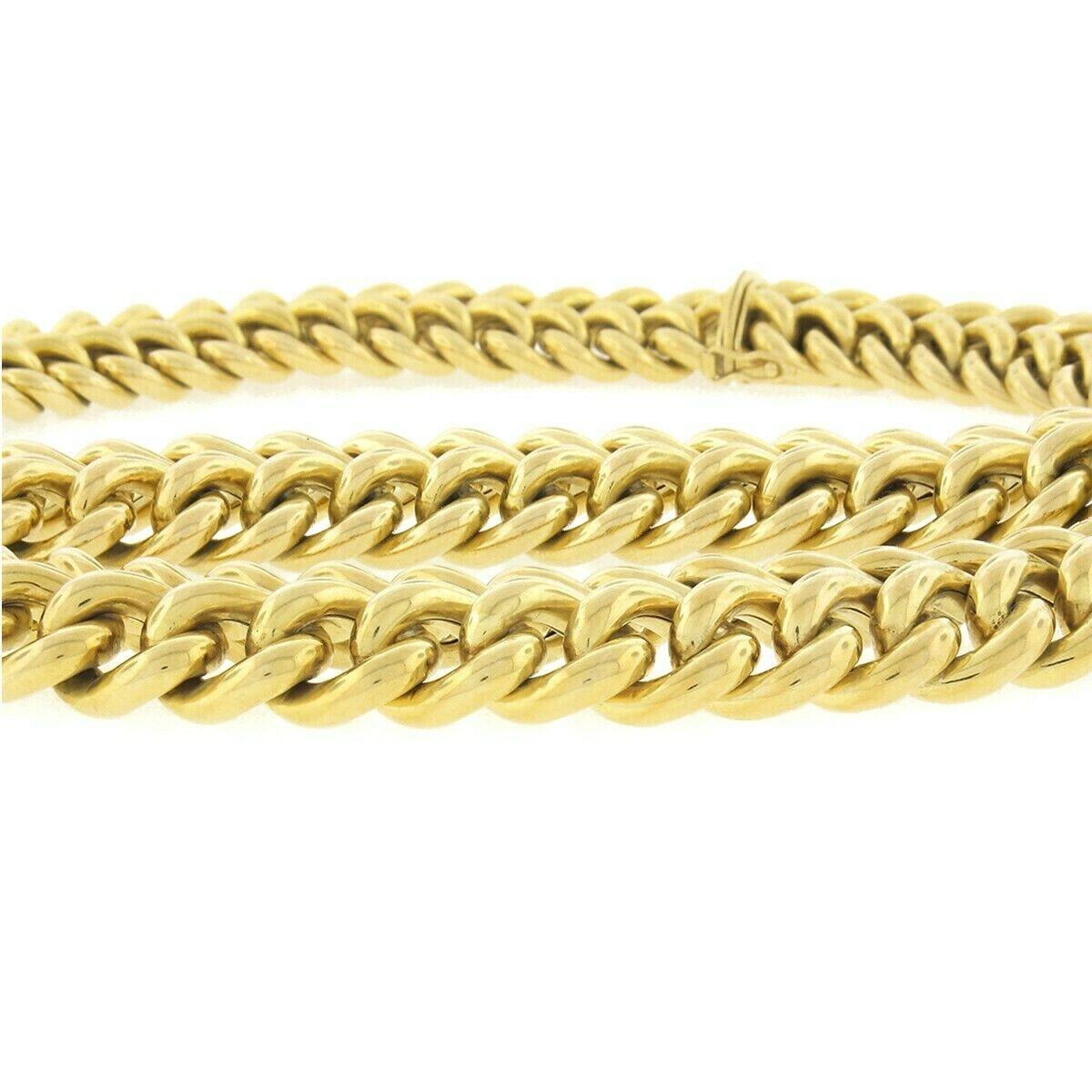 Germany 18k Yellow Gold Heavy Double Row Wide Curb Link Bracelet & Necklace Set 2