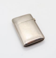 GERMANY 1900 Antique Edwardian Vesta Matches Box In Engine Turned Nickel
