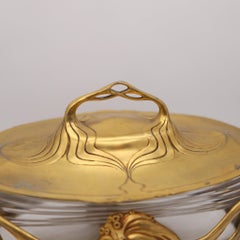 GERMANY 1900 Orivit Jugendstil Covered Centerpiece In Gilded Bronze With Crystal