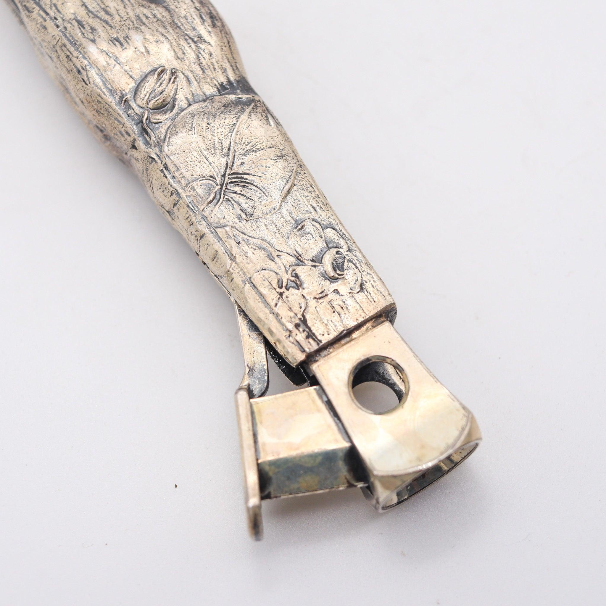 Début du 20ème siècle Cuillère à cigares ancienne à tête de canard en argent plaqué Art Nouveau GERMANY 1915 en vente