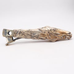 GERMANY 1915 Art Nouveau Antique Racehorse Cigar Cutter In Plated Silver