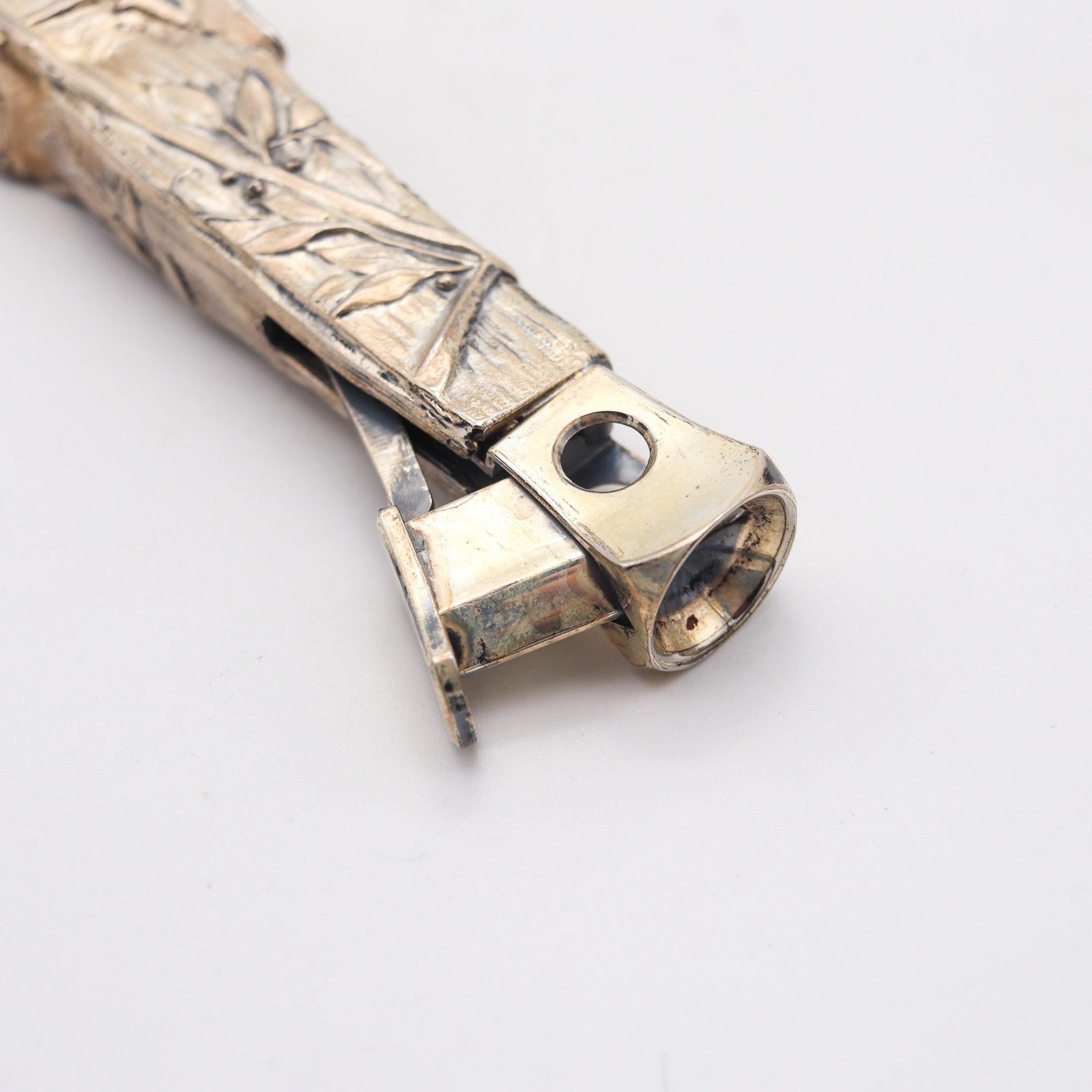 Cuillère à cigare ancienne Art Nouveau chevauchant un cheval de course en argent plaqué GERMANY 1915 en vente 1