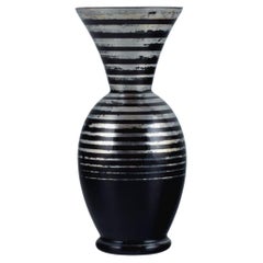 Germany, Art Deco Glass Vase with Silver Inlays, 1930-1940s. 