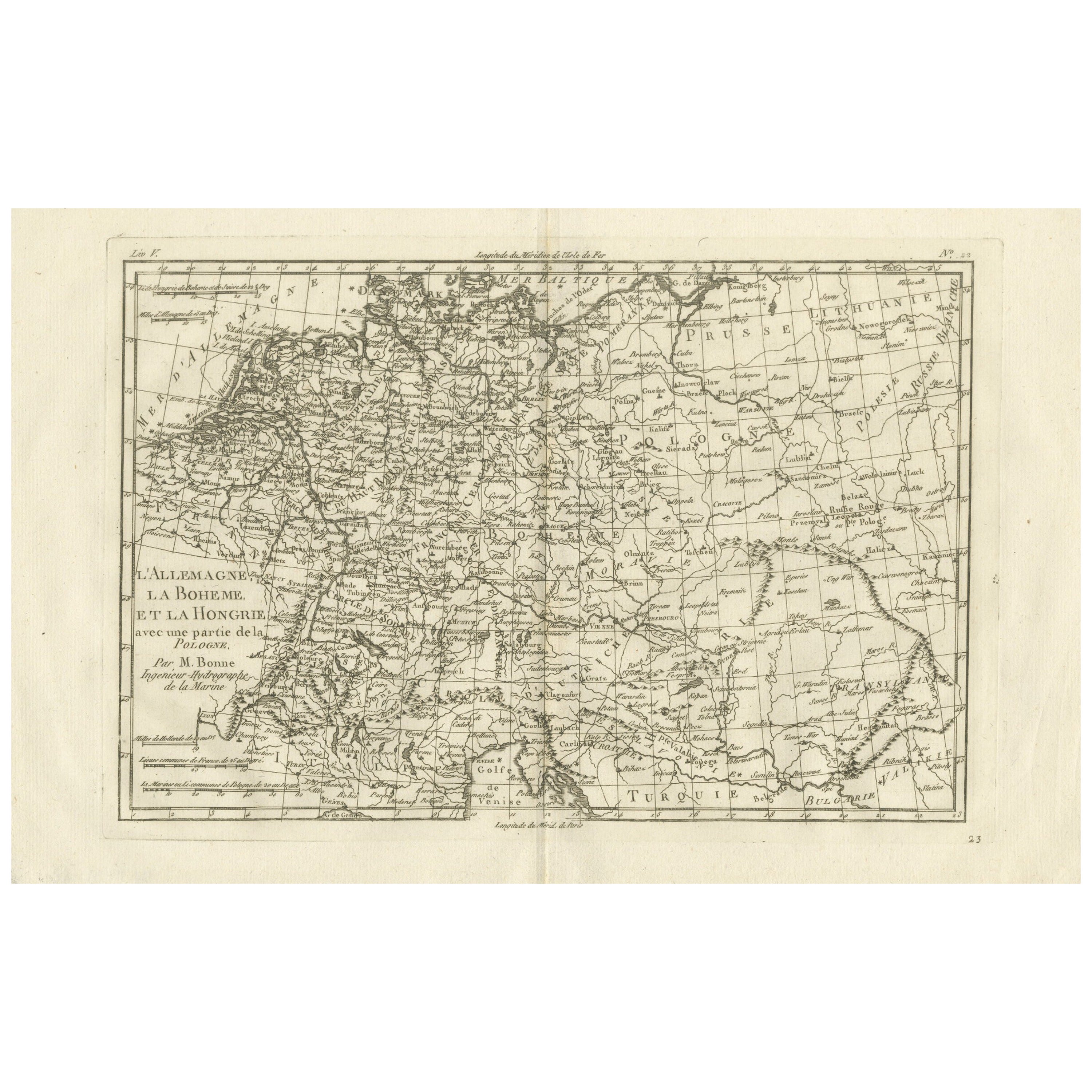 Germany, Bohemia & Hungary – Enlightenment Map by Rigobert Bonne, c.1780