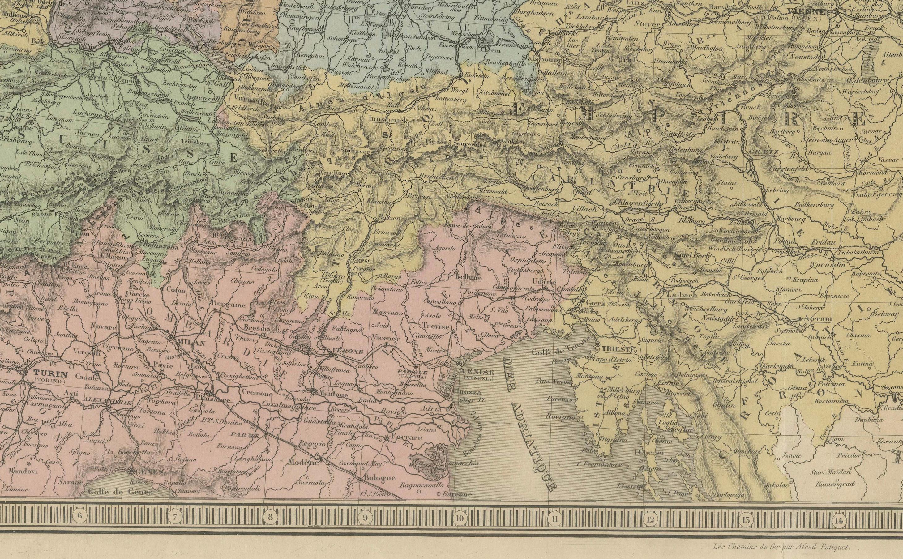 Alemania y Europa Central - Mapa antiguo de 1865 de Andriveau-Goujon, París Grabado en venta