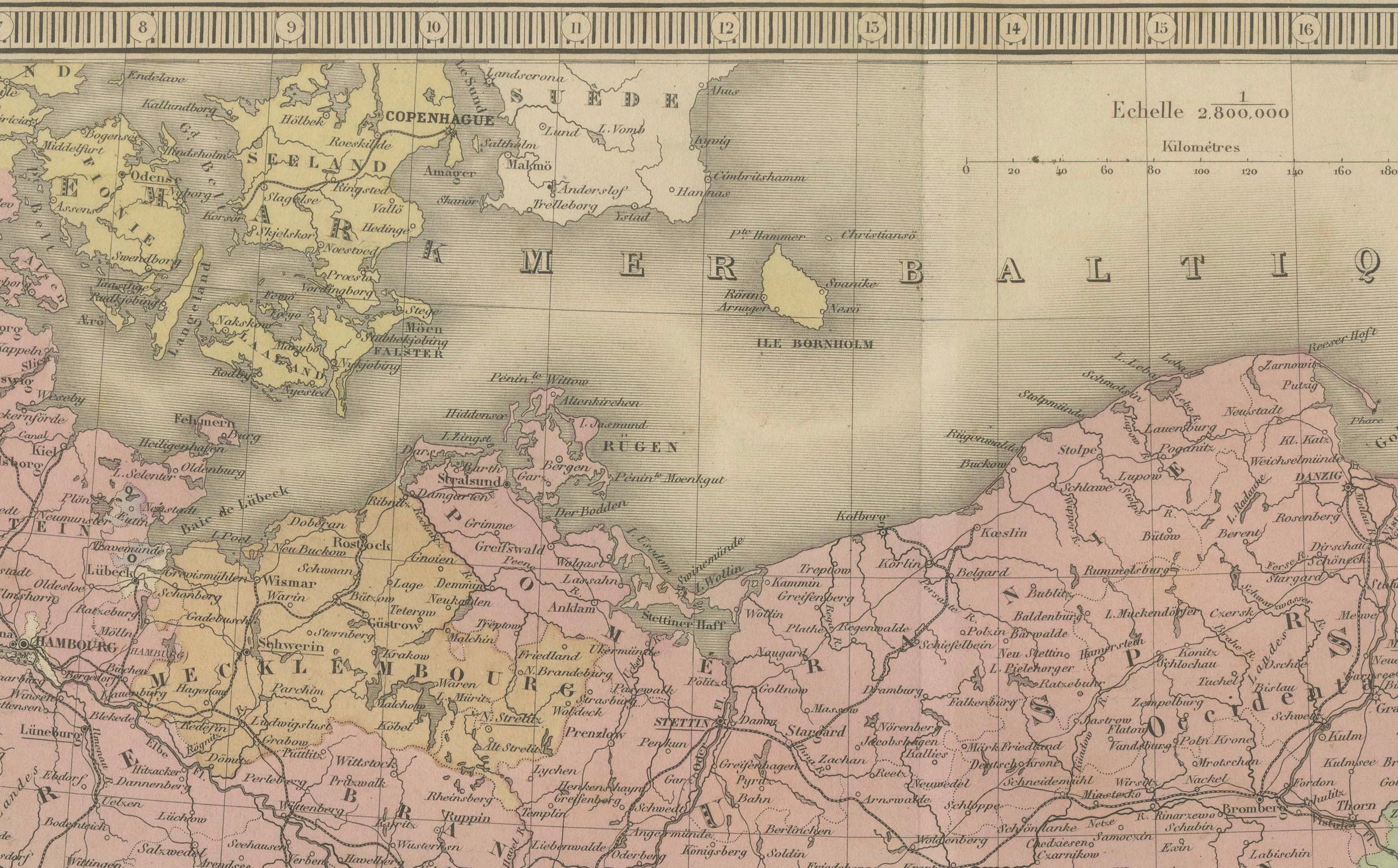 Alemania y Europa Central - Mapa antiguo de 1865 de Andriveau-Goujon, París Papel en venta