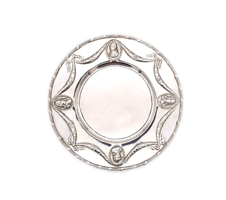 Germany Hanau 1820 Neoclassical Decorative Dish Plate in Solid Sterling