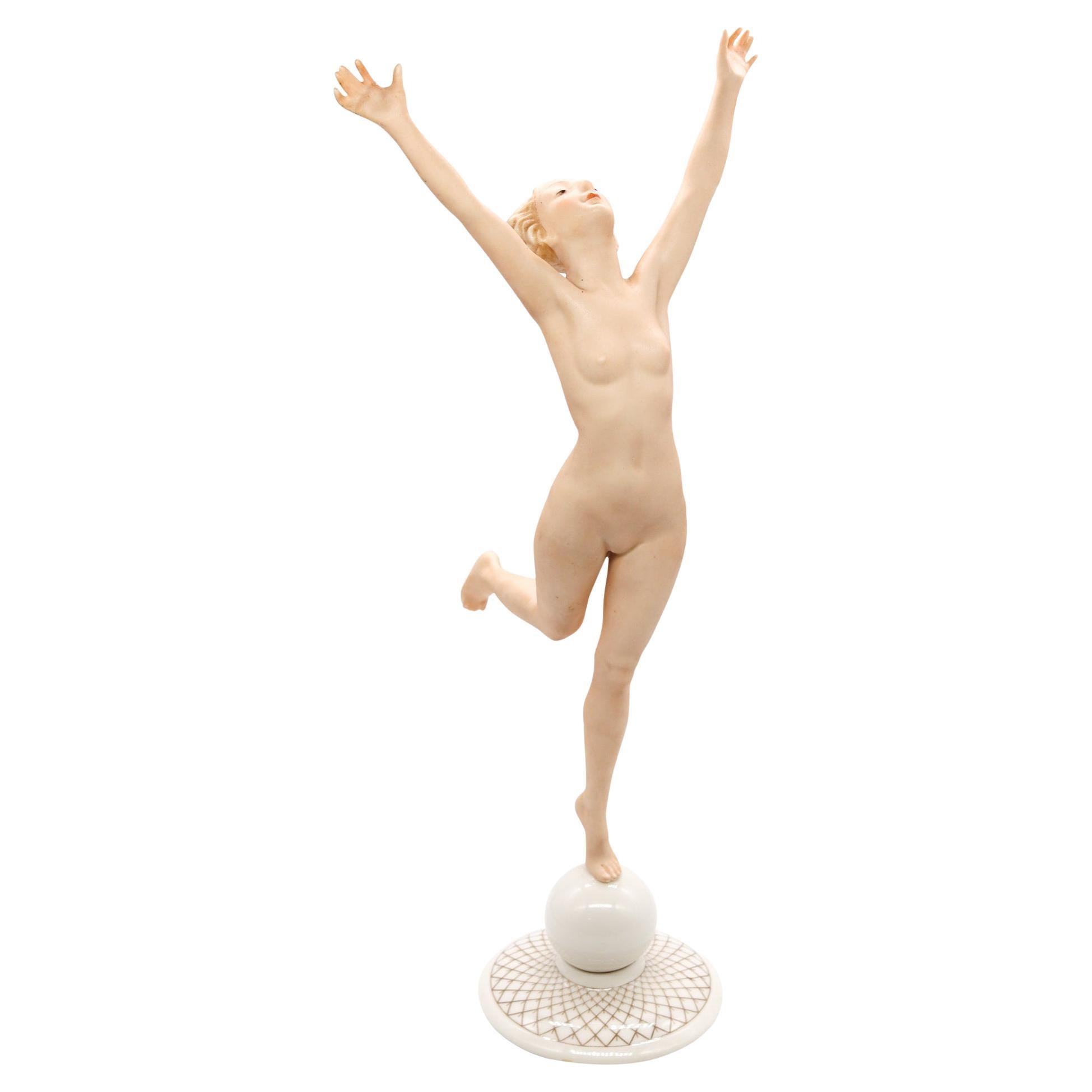 Germany Hutschenreuther 1930 by Karl Tutter Art Deco Sun Child Women Porcelain For Sale