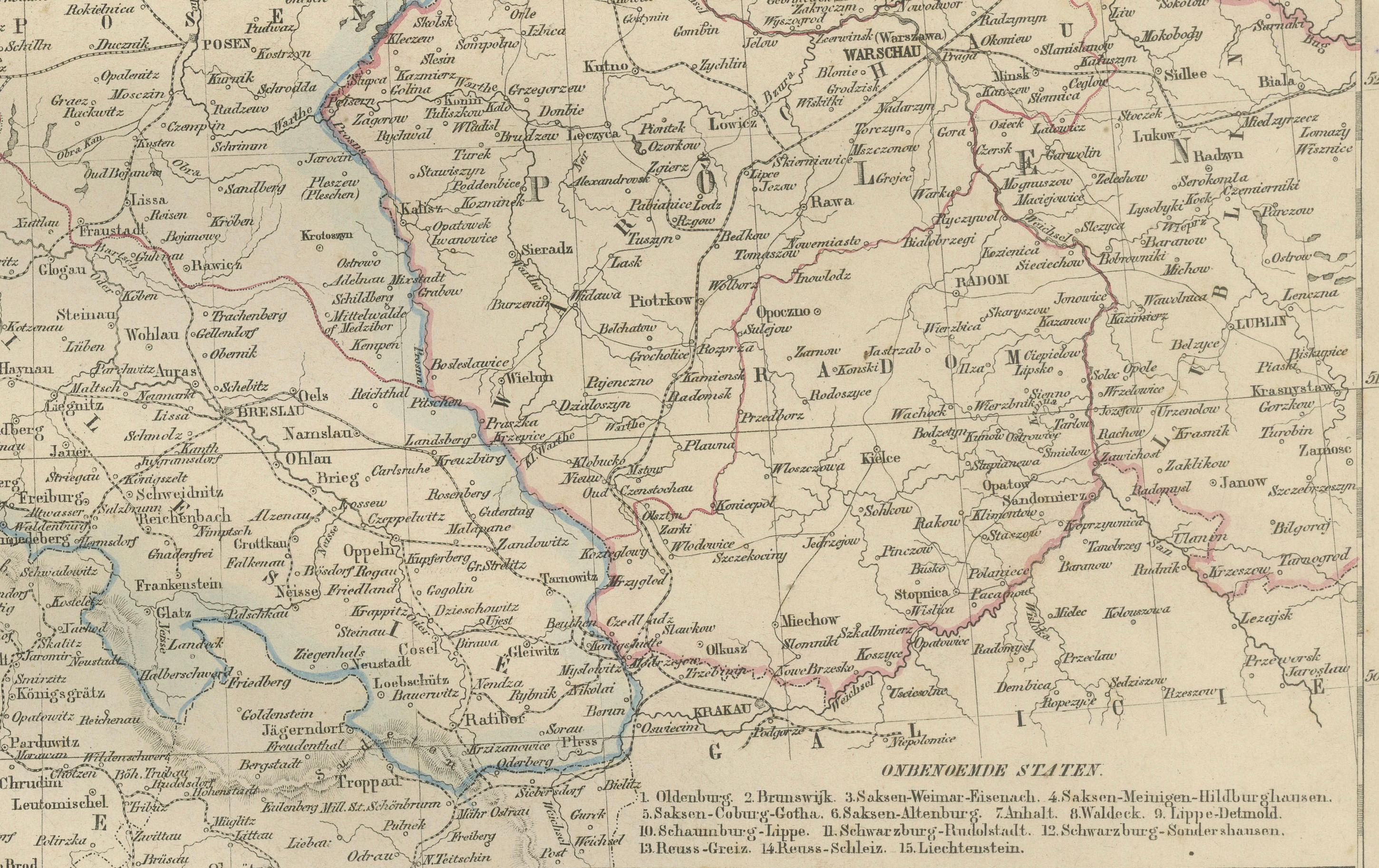 Papier Carte d'Allemagne avec insertion de Berlin - Het Duitsche Keizerrijk, Nieuwe Hand-Atlas 1876 en vente