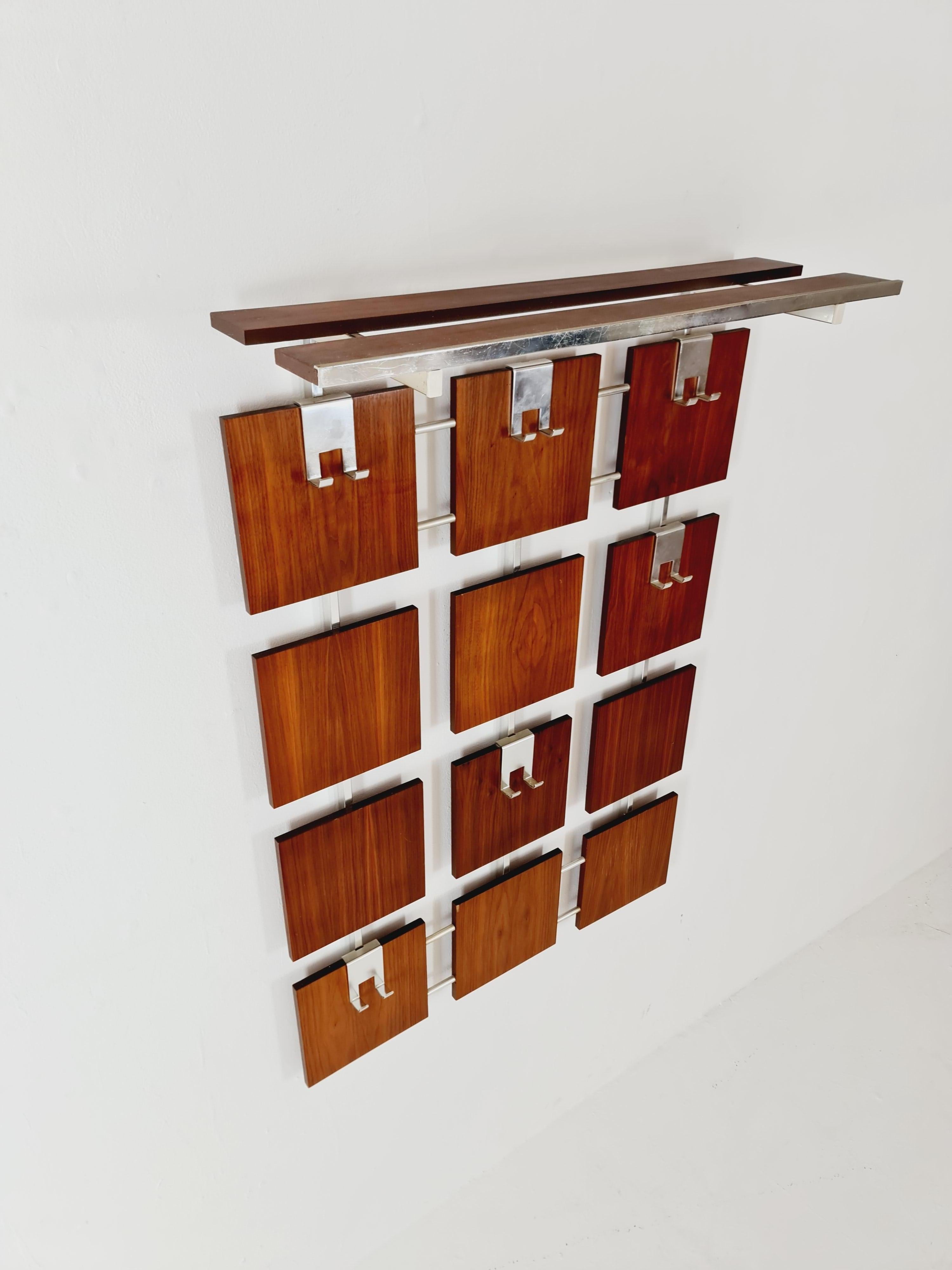 Mid-Century Modern Germany Mid Century teak coat rack/ hallway wall wardrobe/ hat rack, 1960s