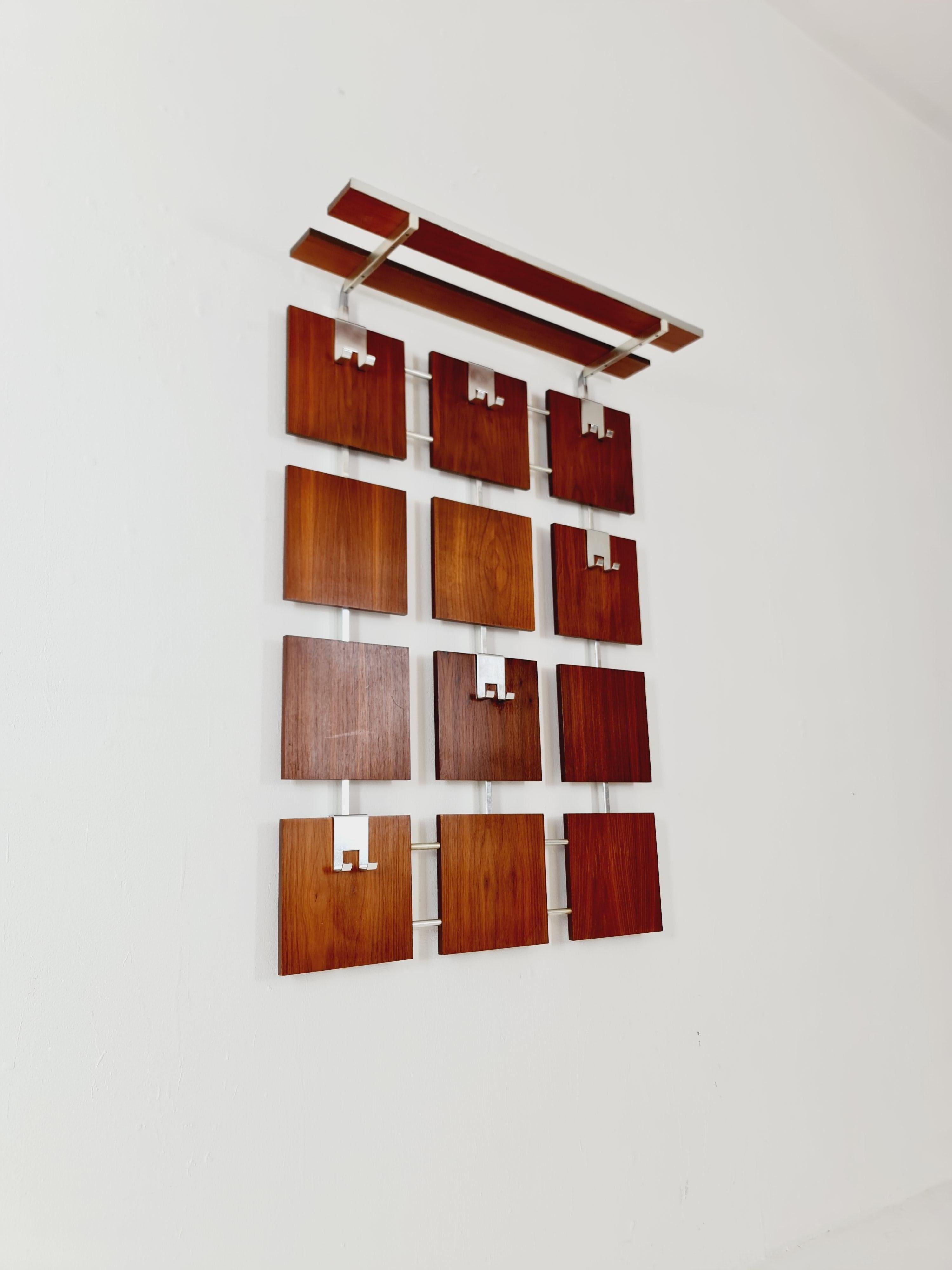 Germany Mid Century teak coat rack/ hallway wall wardrobe/ hat rack, 1960s In Good Condition In Gaggenau, DE