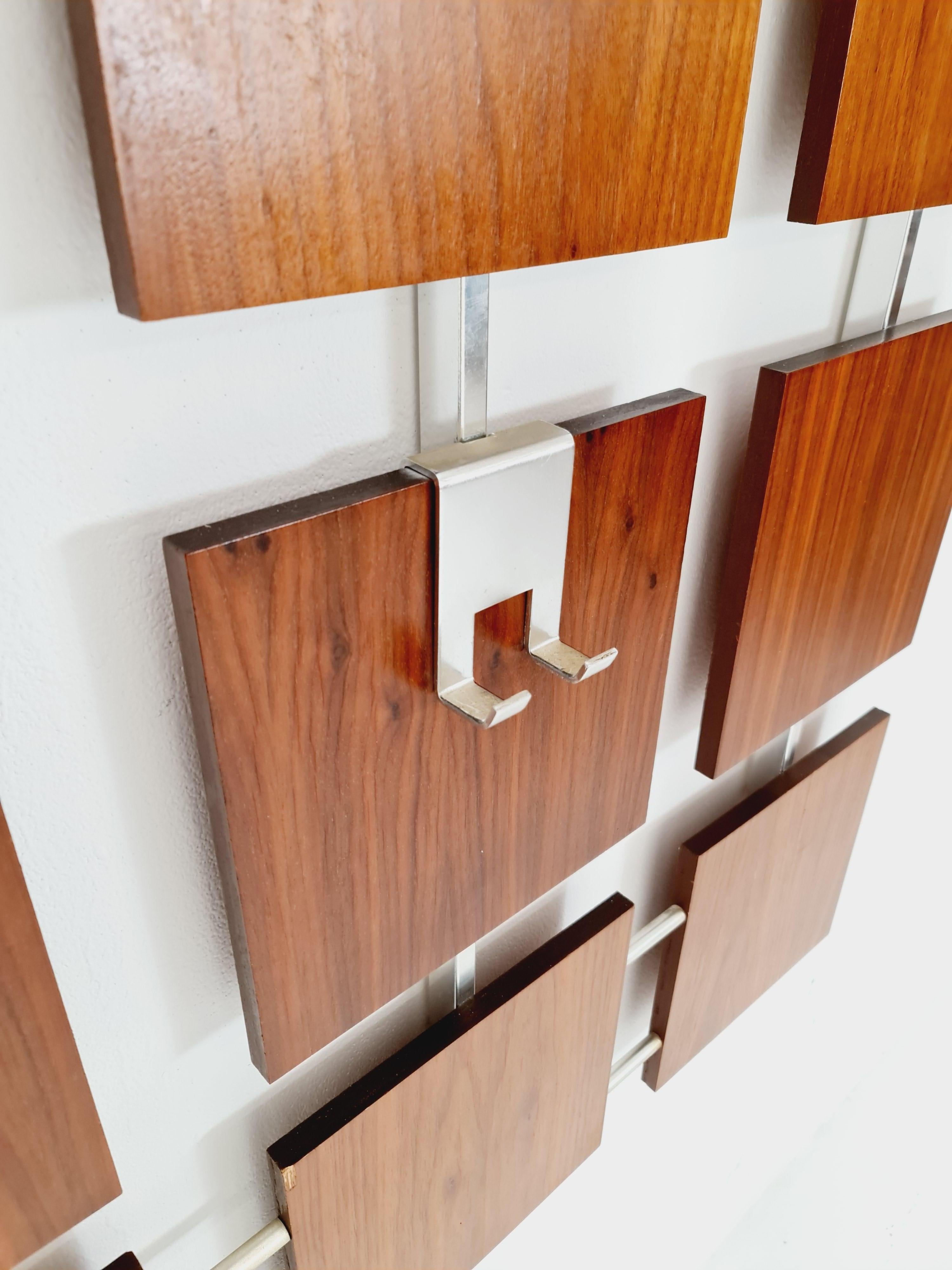 Germany Mid Century teak coat rack/ hallway wall wardrobe/ hat rack, 1960s 1