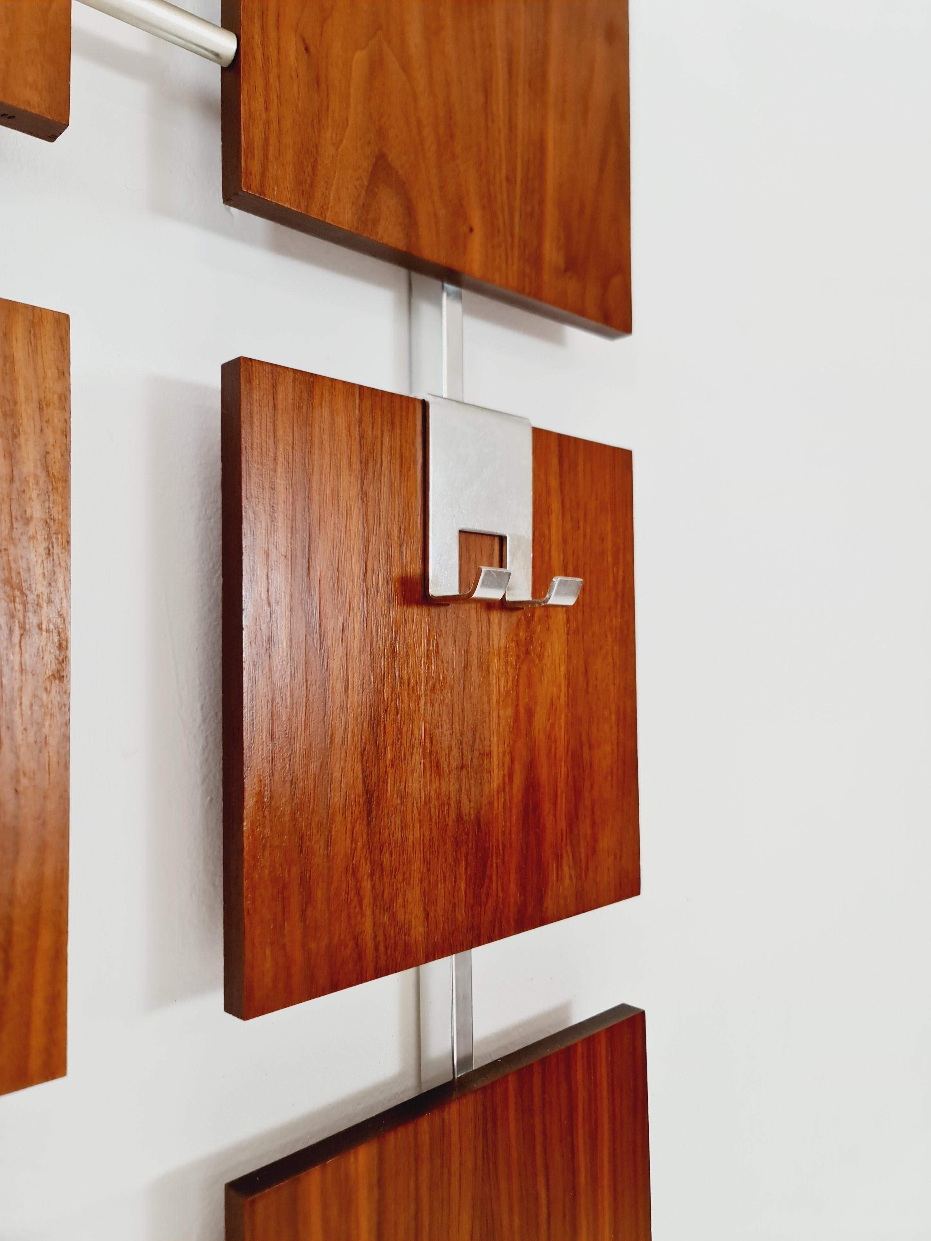Germany Mid Century teak coat rack/ hallway wall wardrobe/ hat rack, 1960s 2