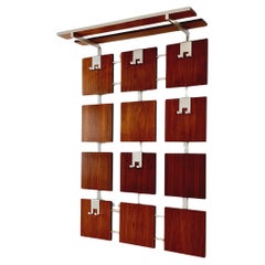 Germany Mid Century teak coat rack/ hallway wall wardrobe/ hat rack, 1960s