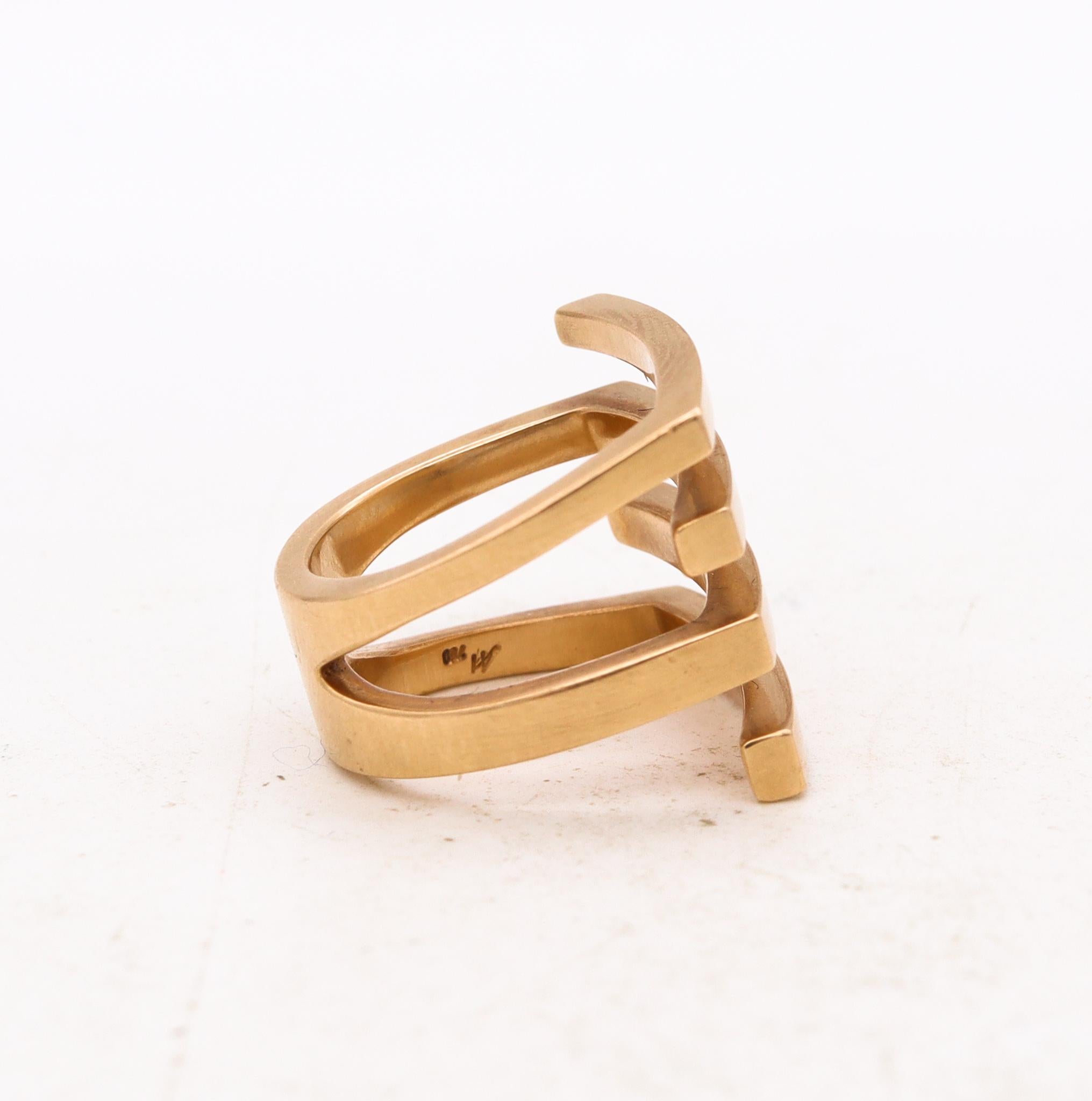 Women's Germany Swiss Bauhaus Modernism Sculptural Geometric Ring in Solid 18Kt Gold For Sale