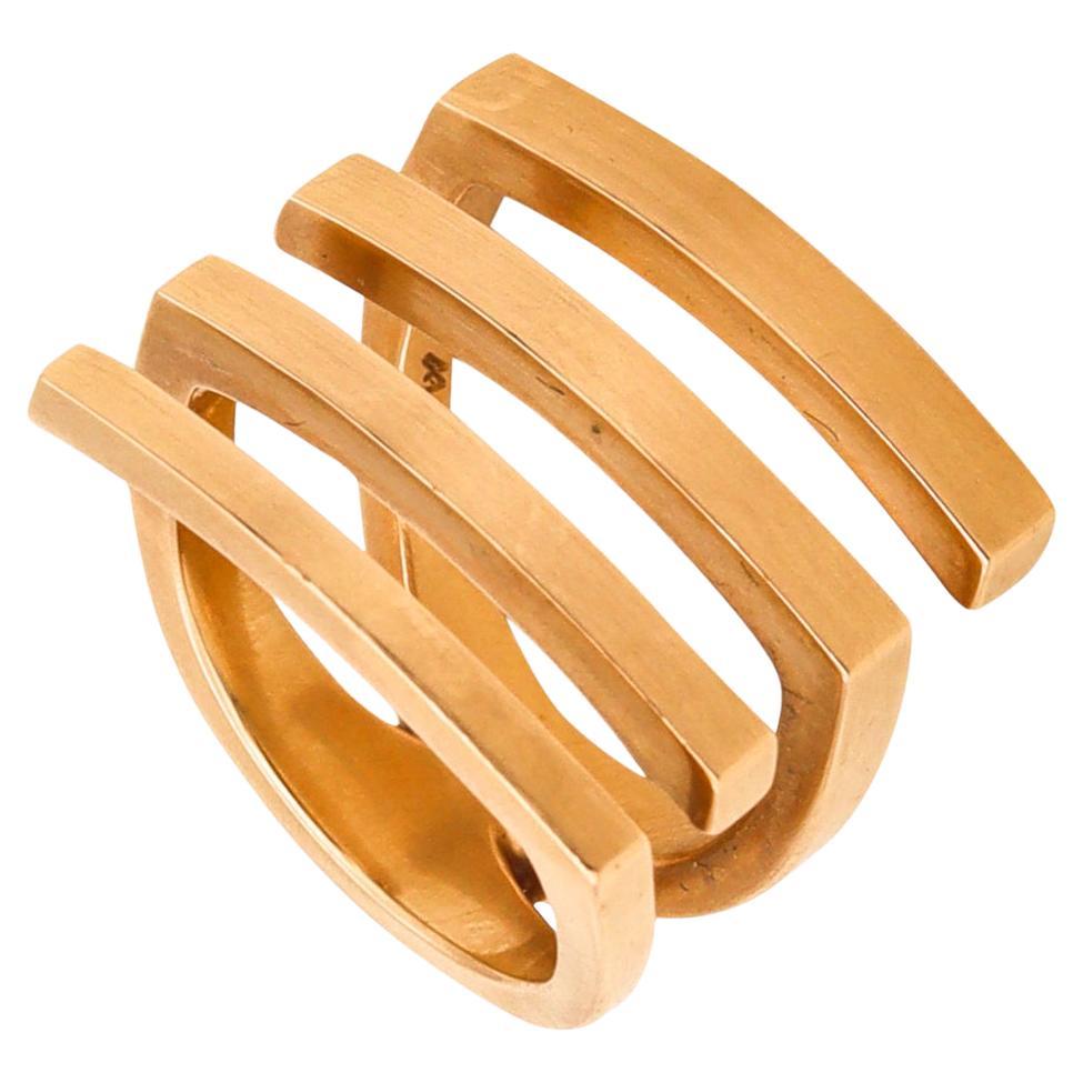 Germany Swiss Bauhaus Modernism Sculptural Geometric Ring in Solid 18Kt Gold
