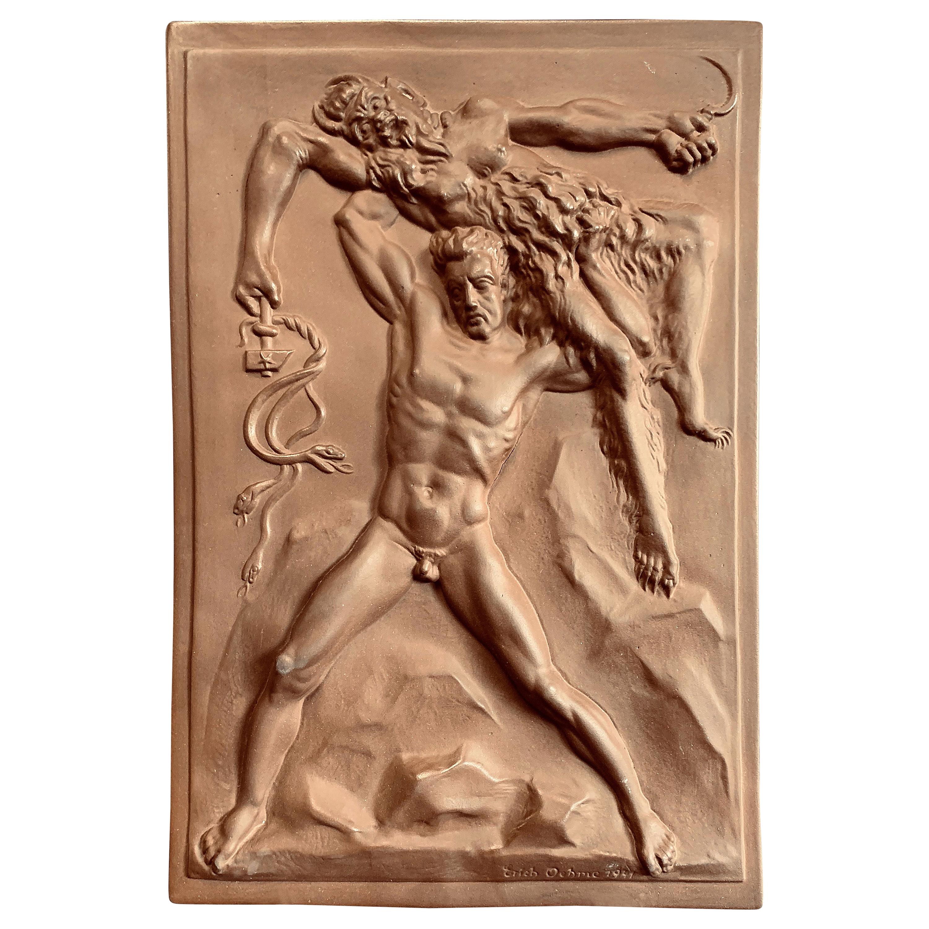 "Germany Triumphing Over the Soviets," Propaganda Bas Relief Sculpture, Meissen